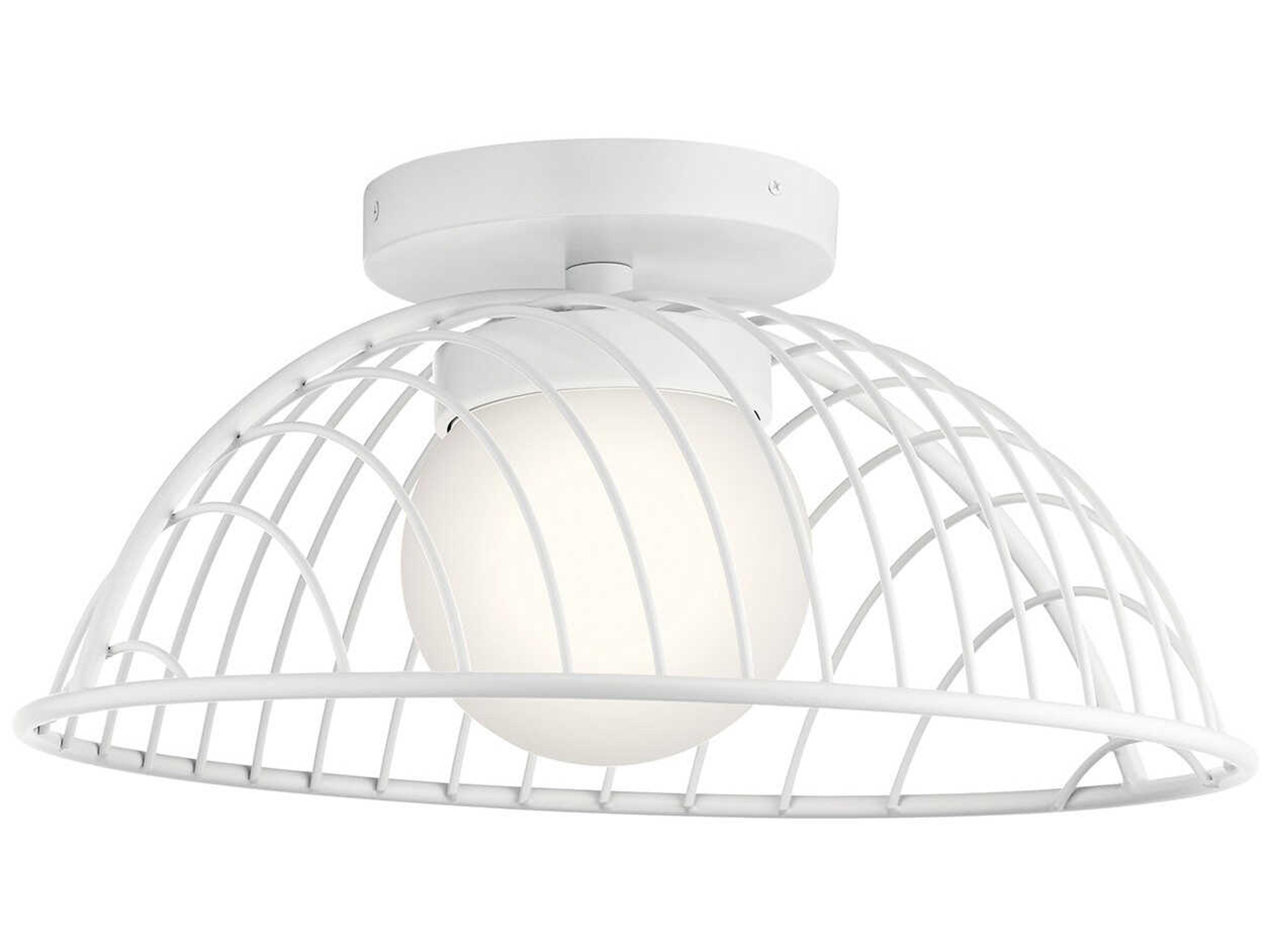Clevo 1-Light White Glass LED Globe Geometric Flush Mount