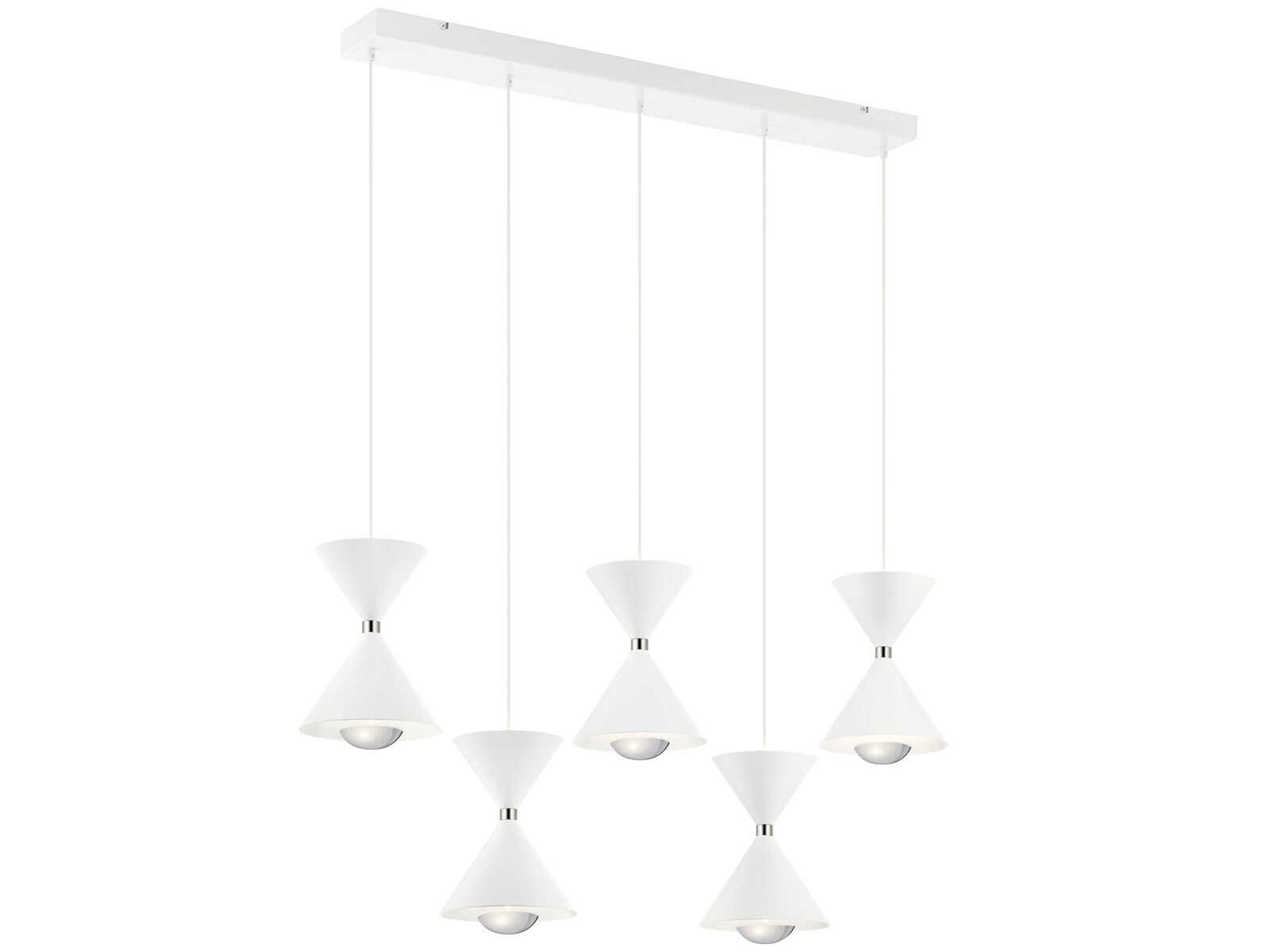 Kordan 5-Light Matte White LED Linear Island Pendant