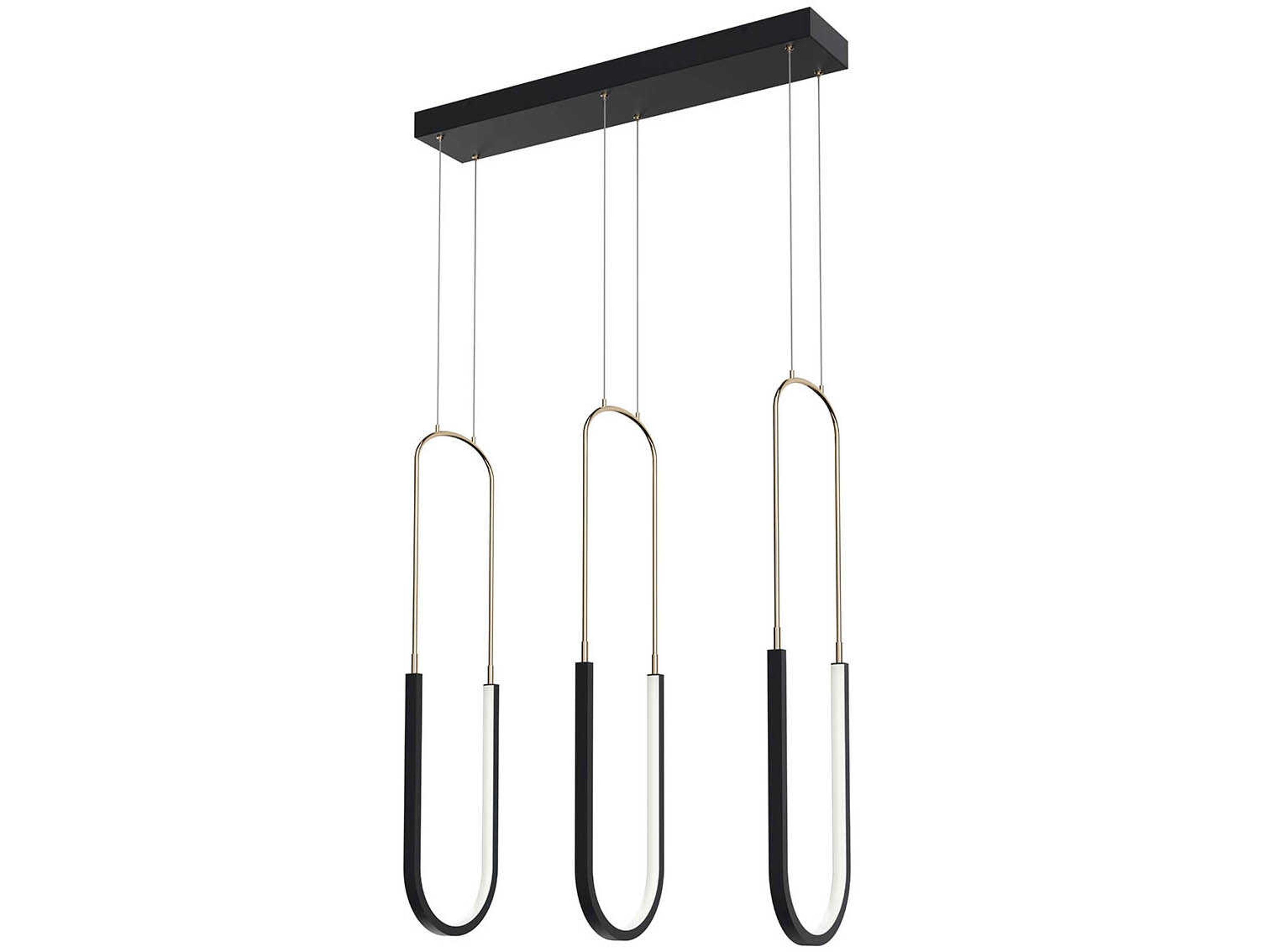 Elan Wayan 3-Light Matte Black LED Linear Island Pendant