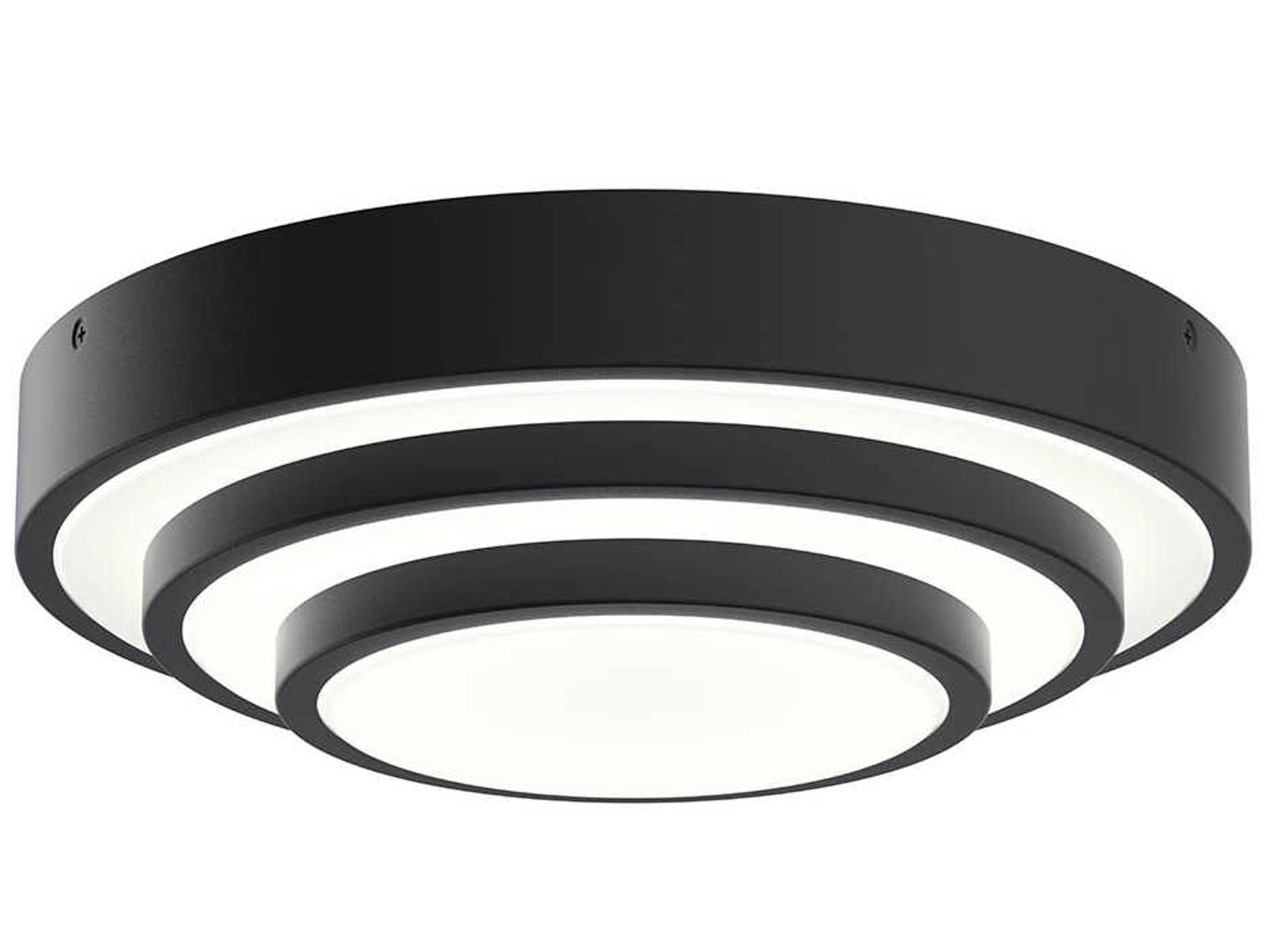 Dombard 1-Light Matte Black LED Round Tiered Flush Mount