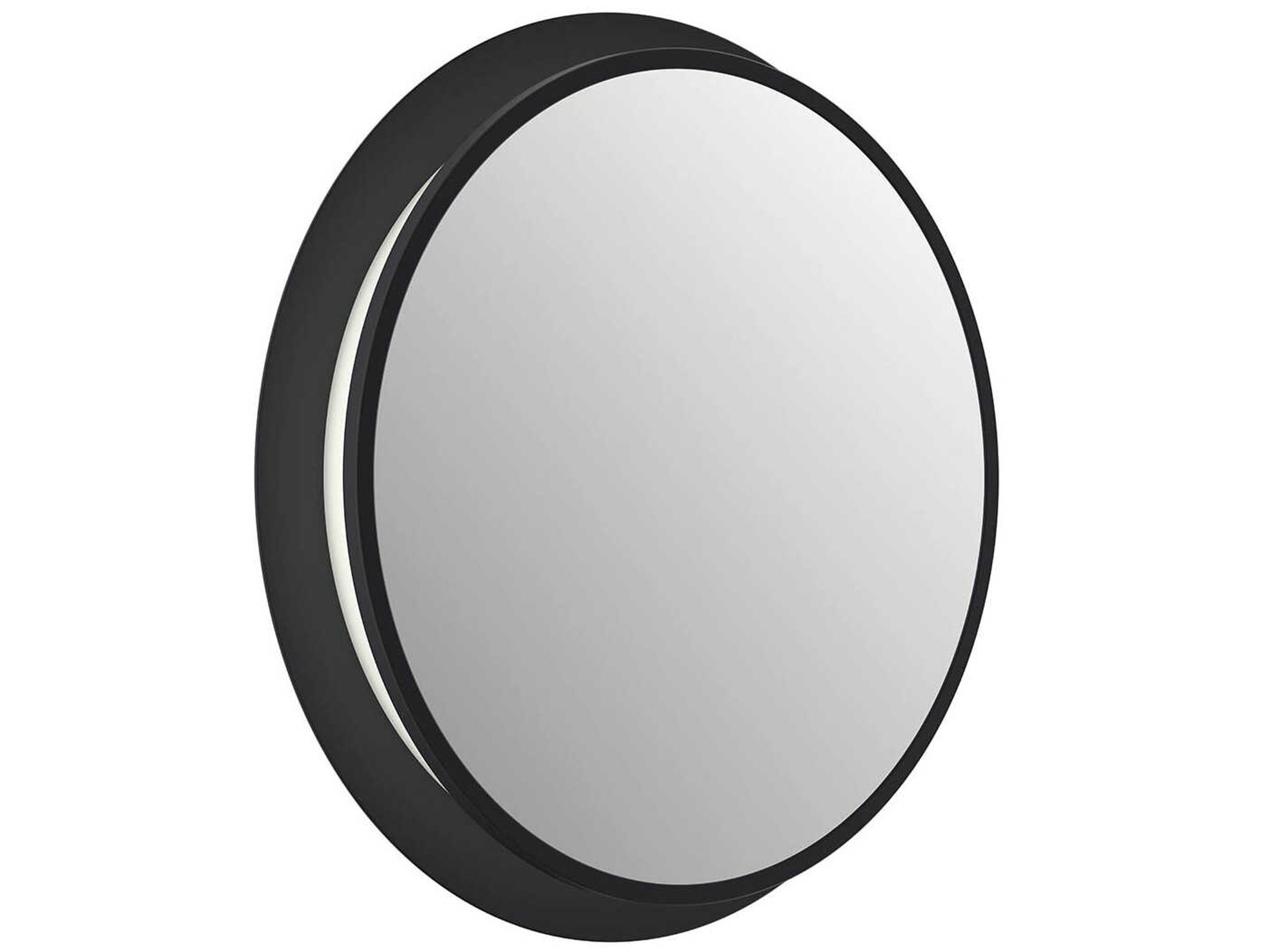 Elan Chennai Matte Black Round LED Wall Mirror