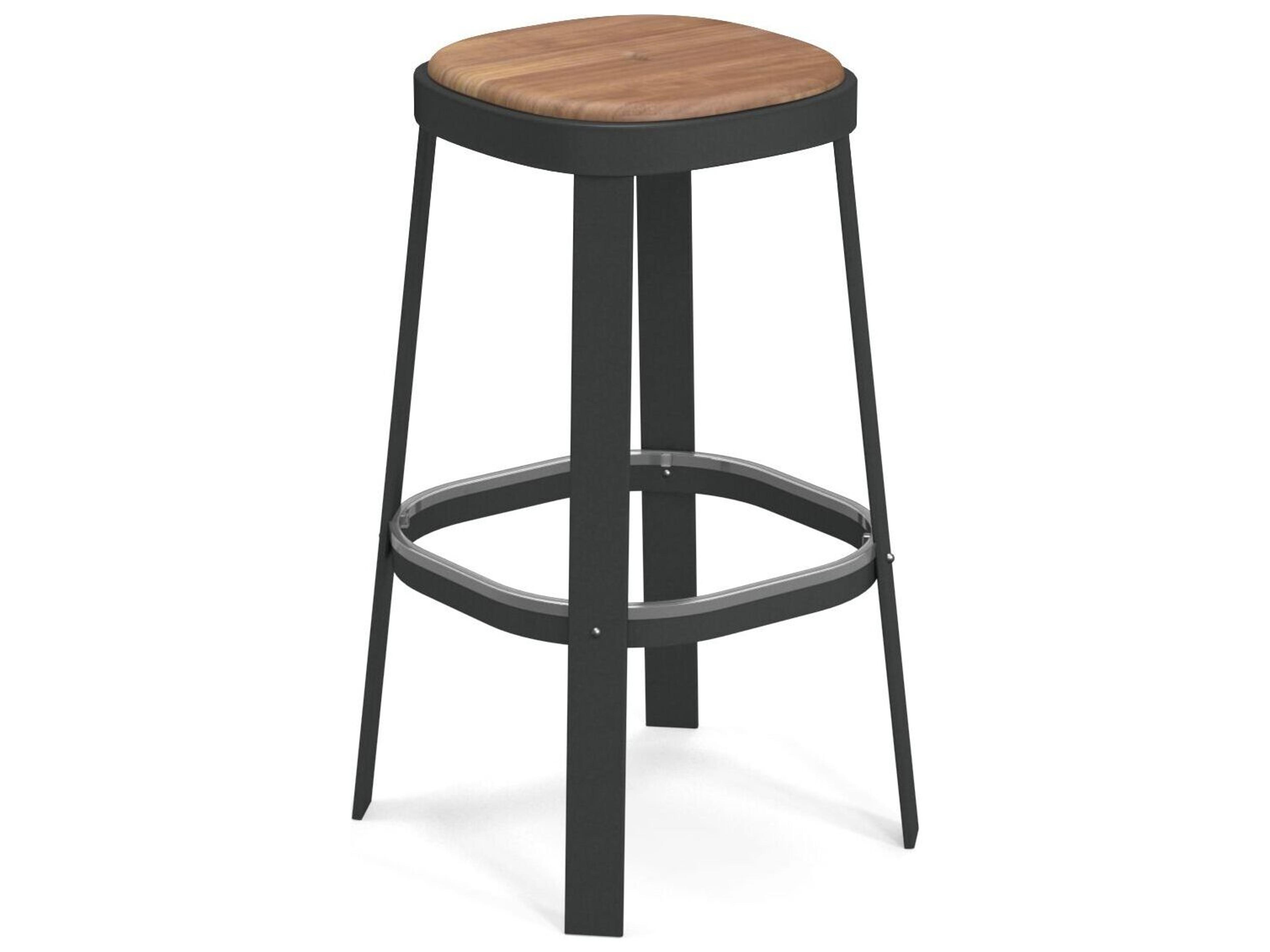 EMU Thor Steel Teak Stackable Patio Bar Stool
