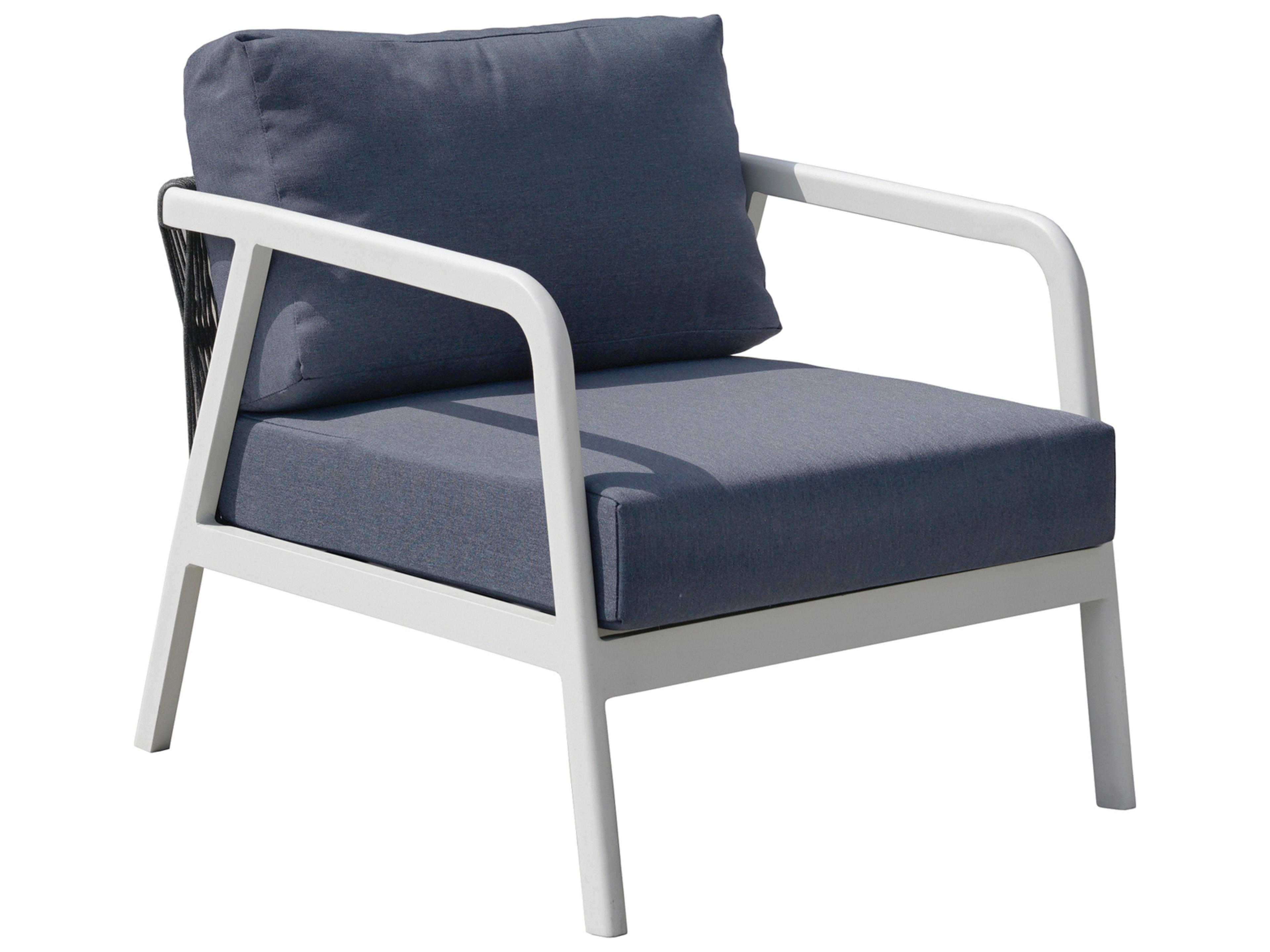 EMU Mira Aluminum Rope White Patio Lounge Chair in Canvas Haze