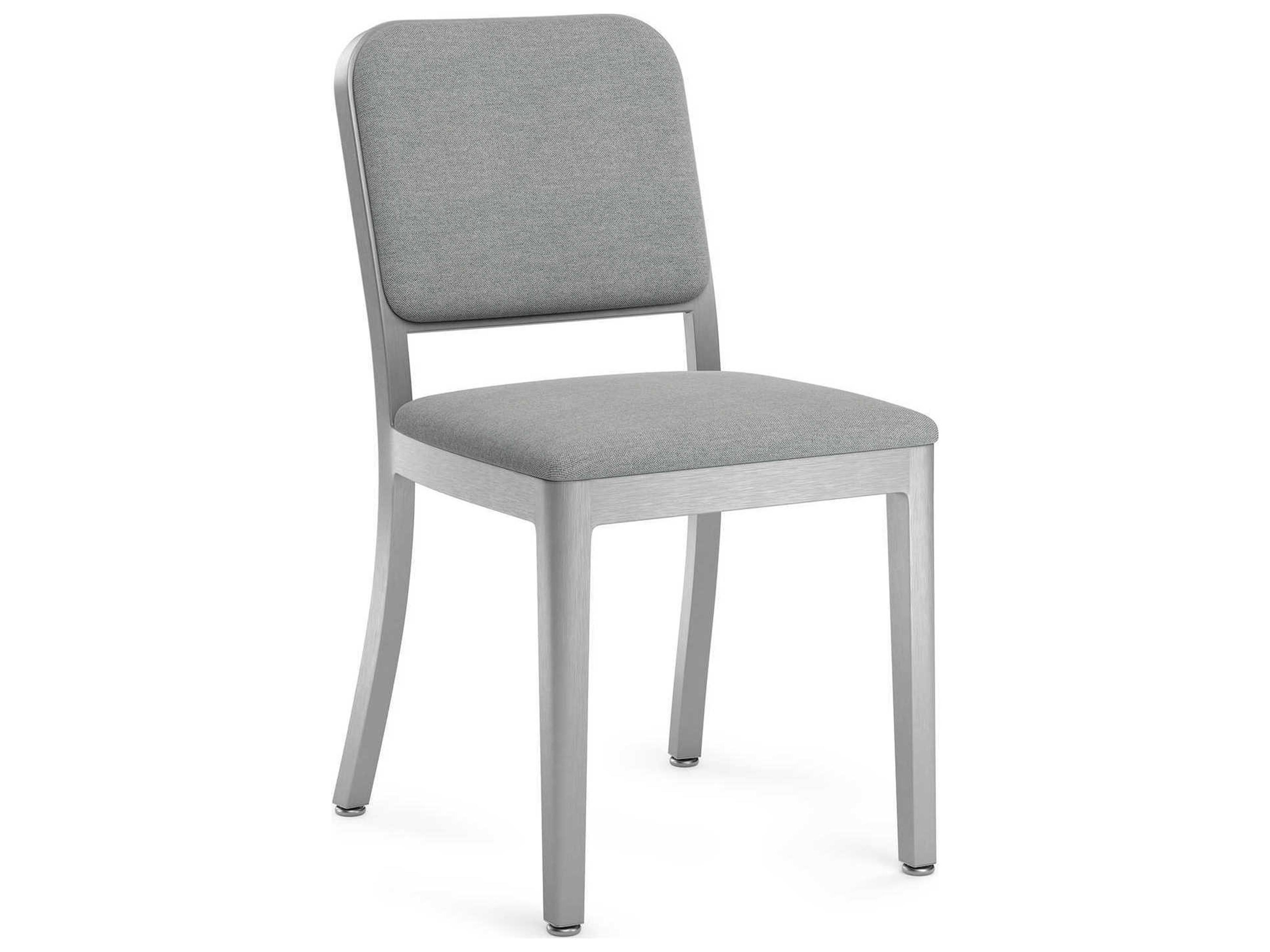 Emeco Navy Officer By Jasper Morrison Gray Upholstered Side Dining Chair