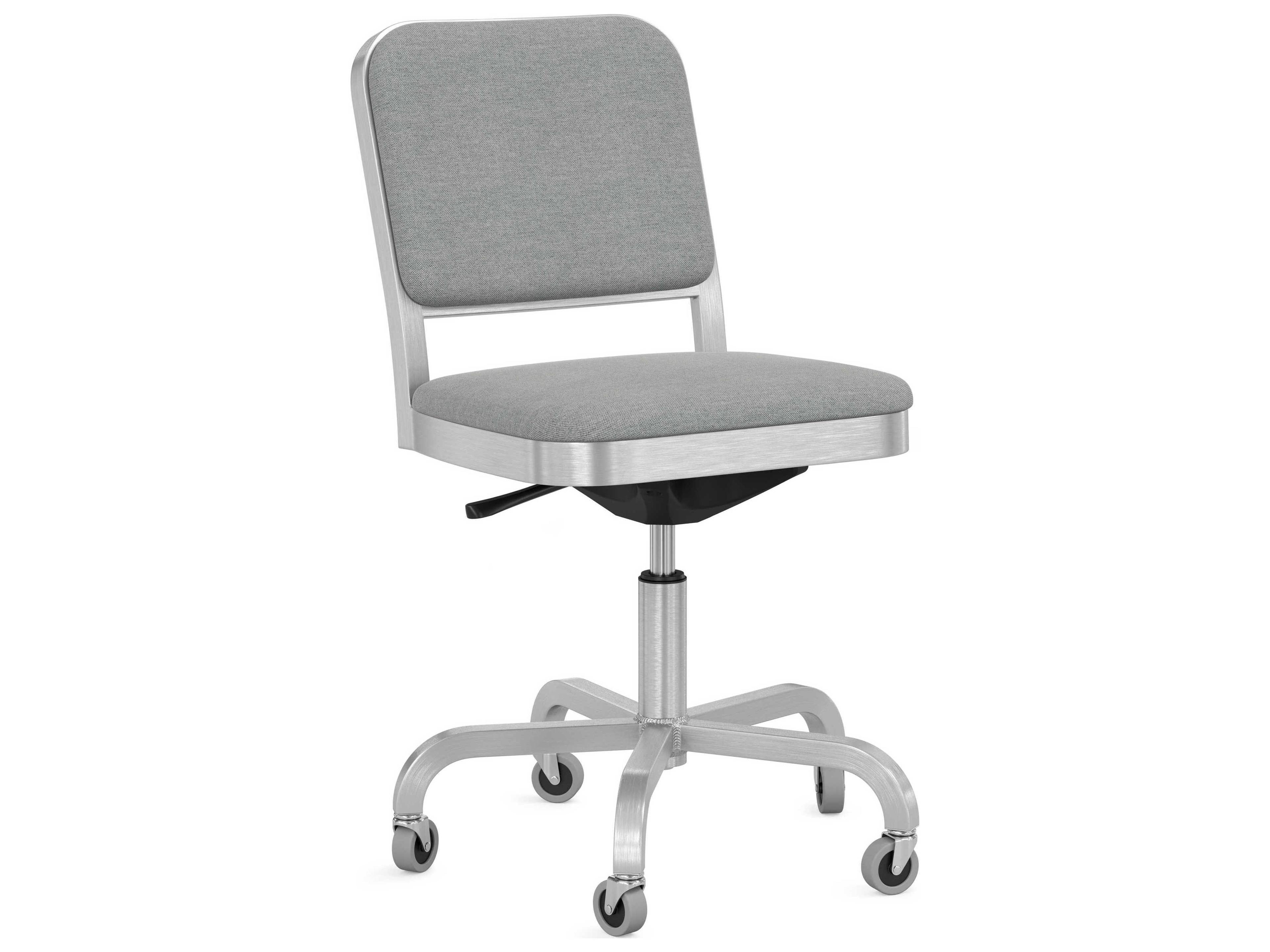 Emeco Navy Officer By Jasper Morrison Gray Upholstered Adjustable Swivel Computer Office Chair