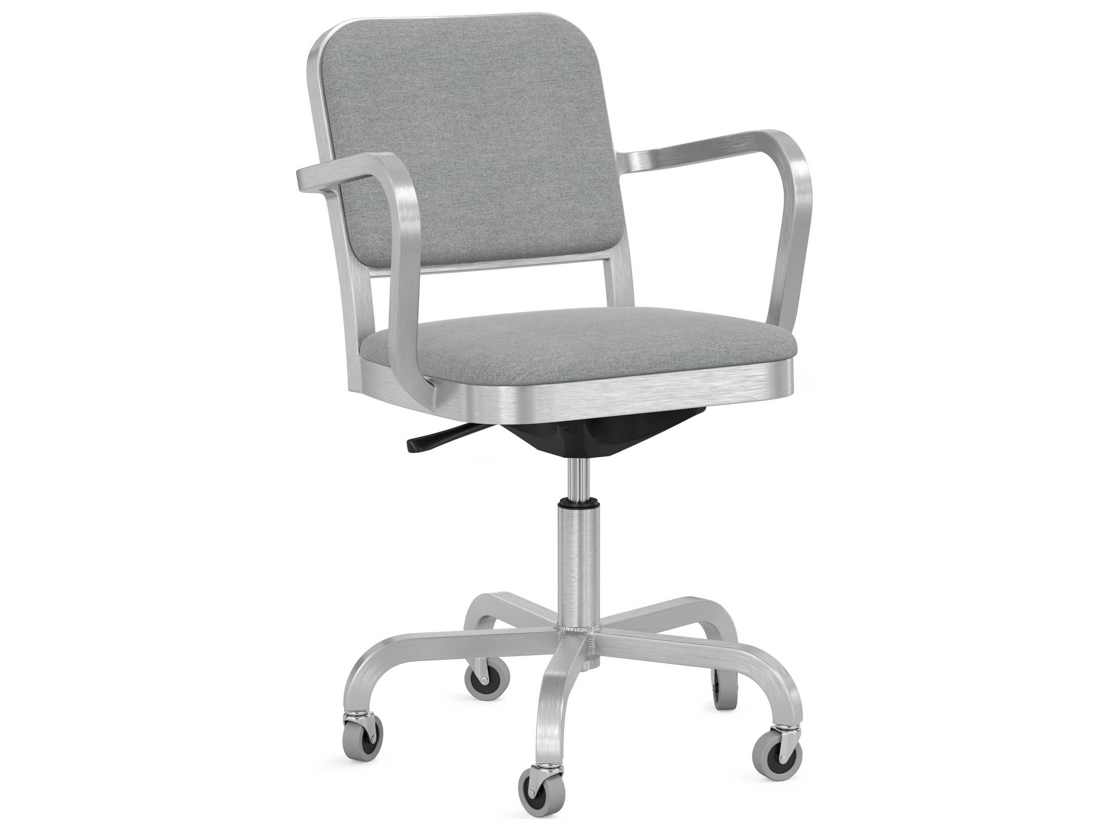 Emeco Navy Officer By Jasper Morrison Gray Upholstered Adjustable Swivel Computer Office Chair