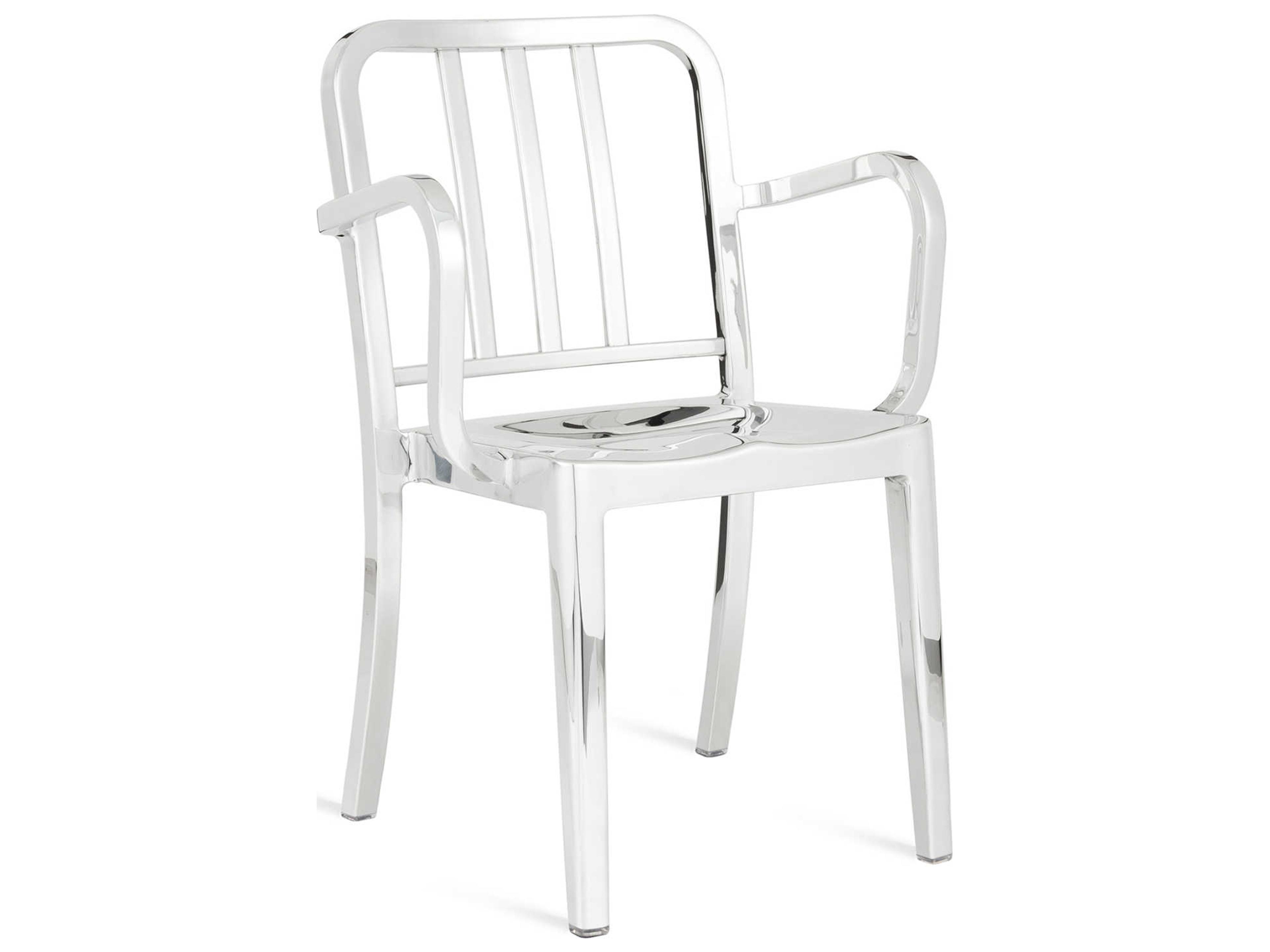 Emeco Outdoor Heritage Polished Aluminum Dining Arm Chair