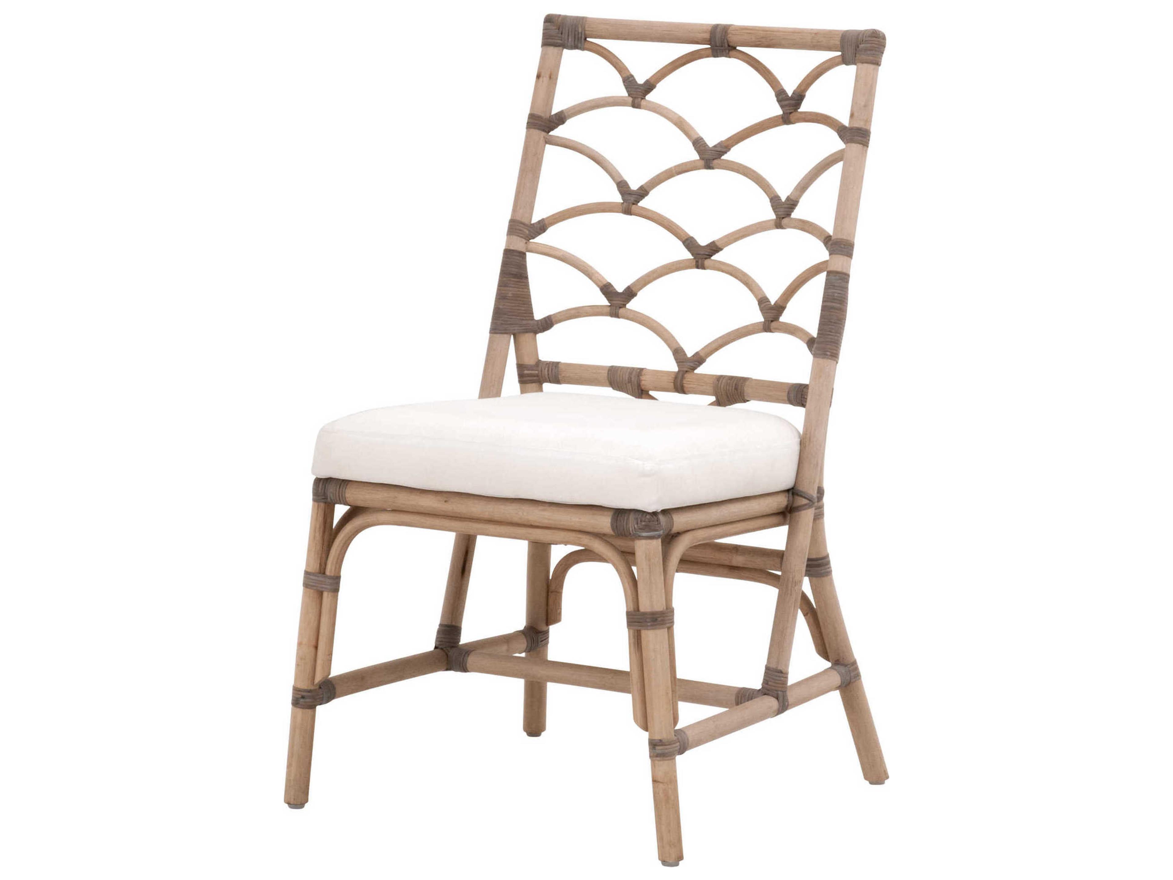 Essentials for Living Sel De Mer Rattan Gray Upholstered Armless Dining Chair Set of 2