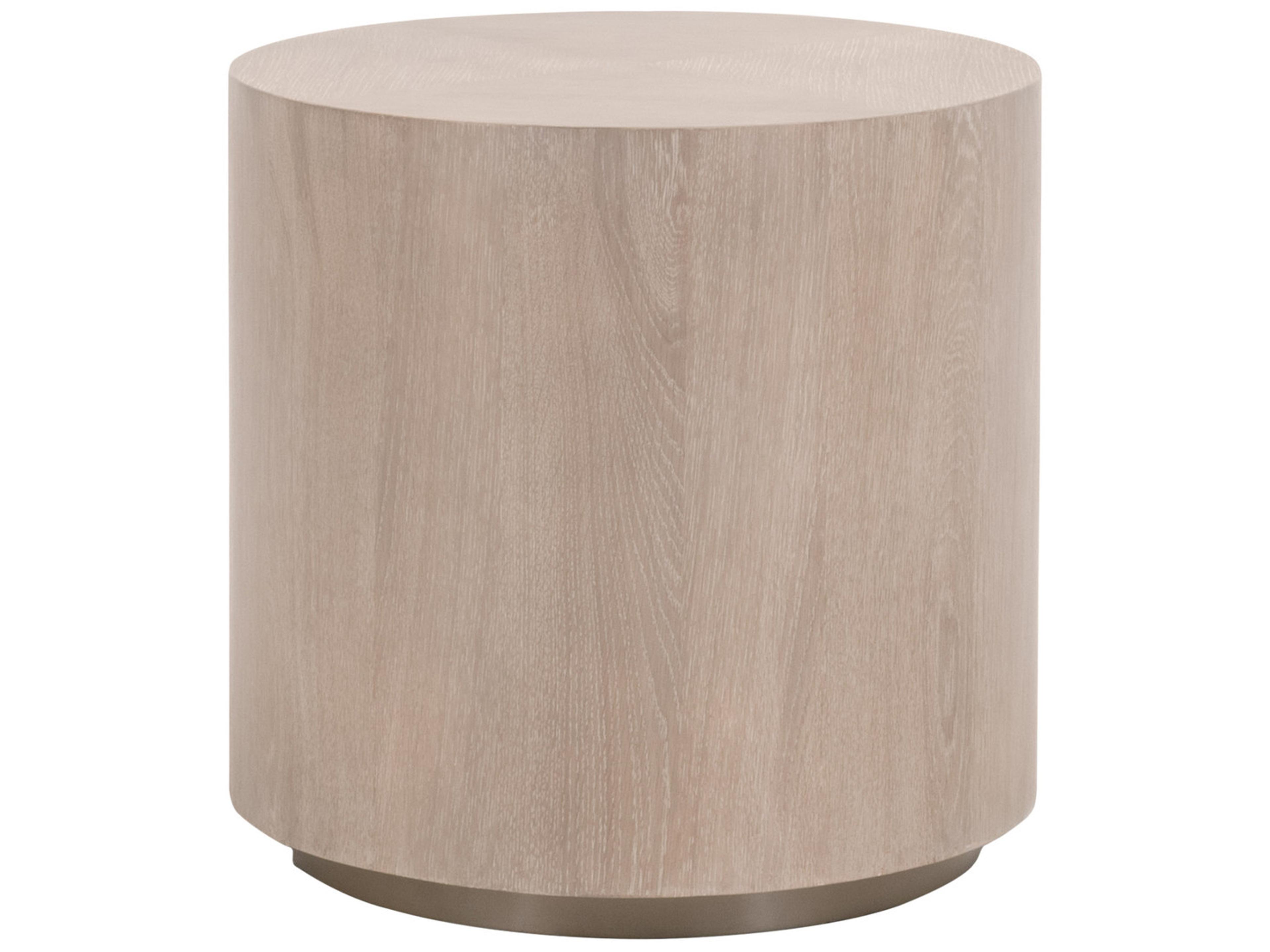 Luxecor Respite Round Wood Natural Gray Silver End Table