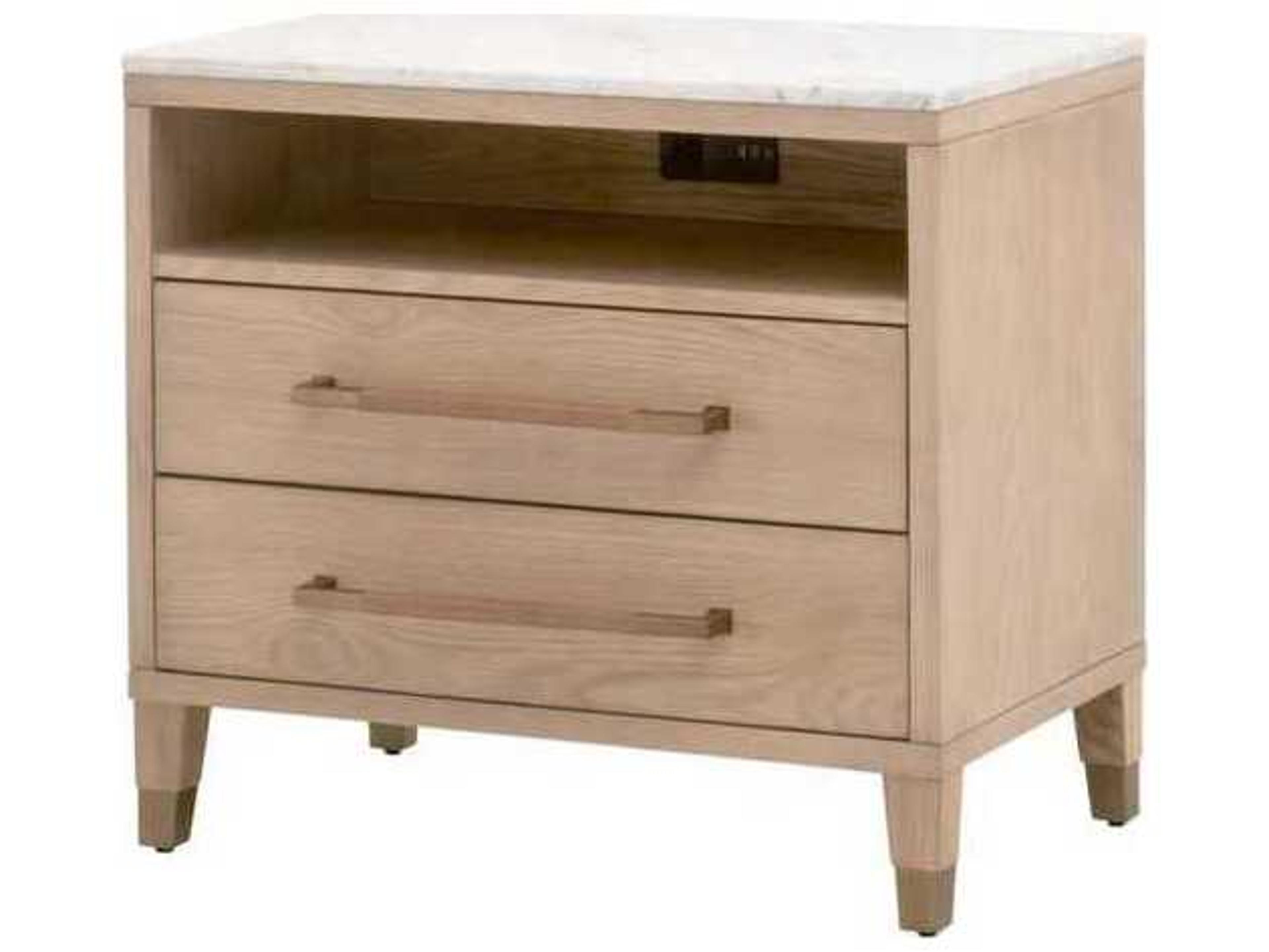 Essentials for Living Bronze Bay 2-Drawers Oak Wood Nightstand
