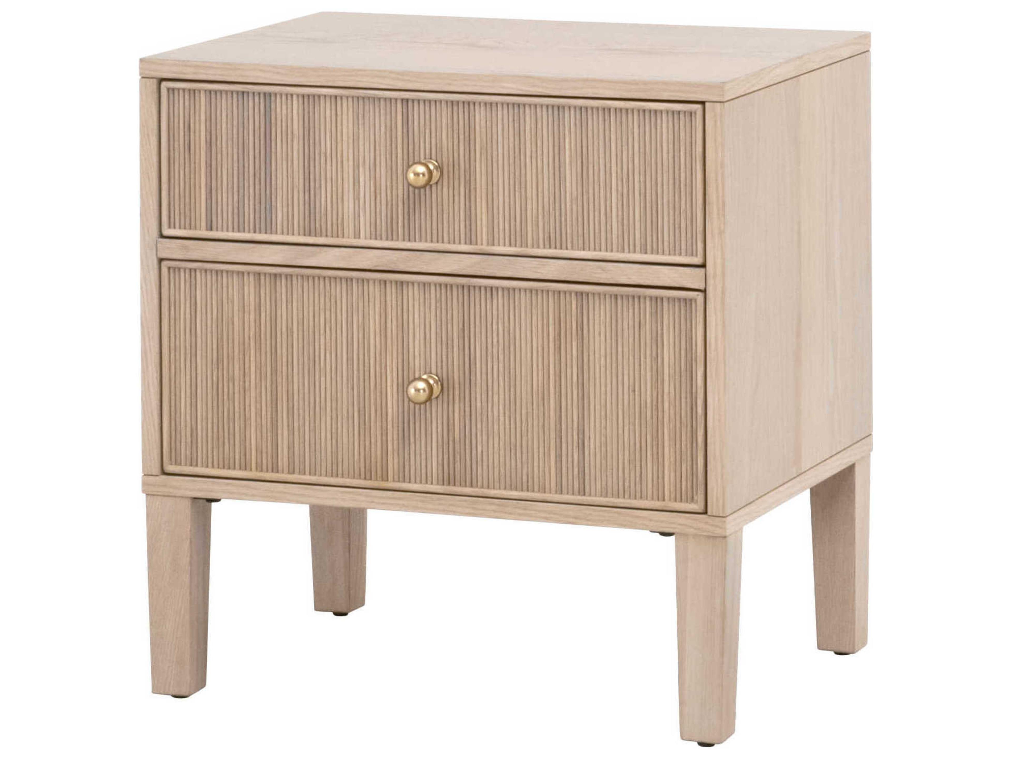 Highland 2-Drawers Brown Oak Wood Nightstand
