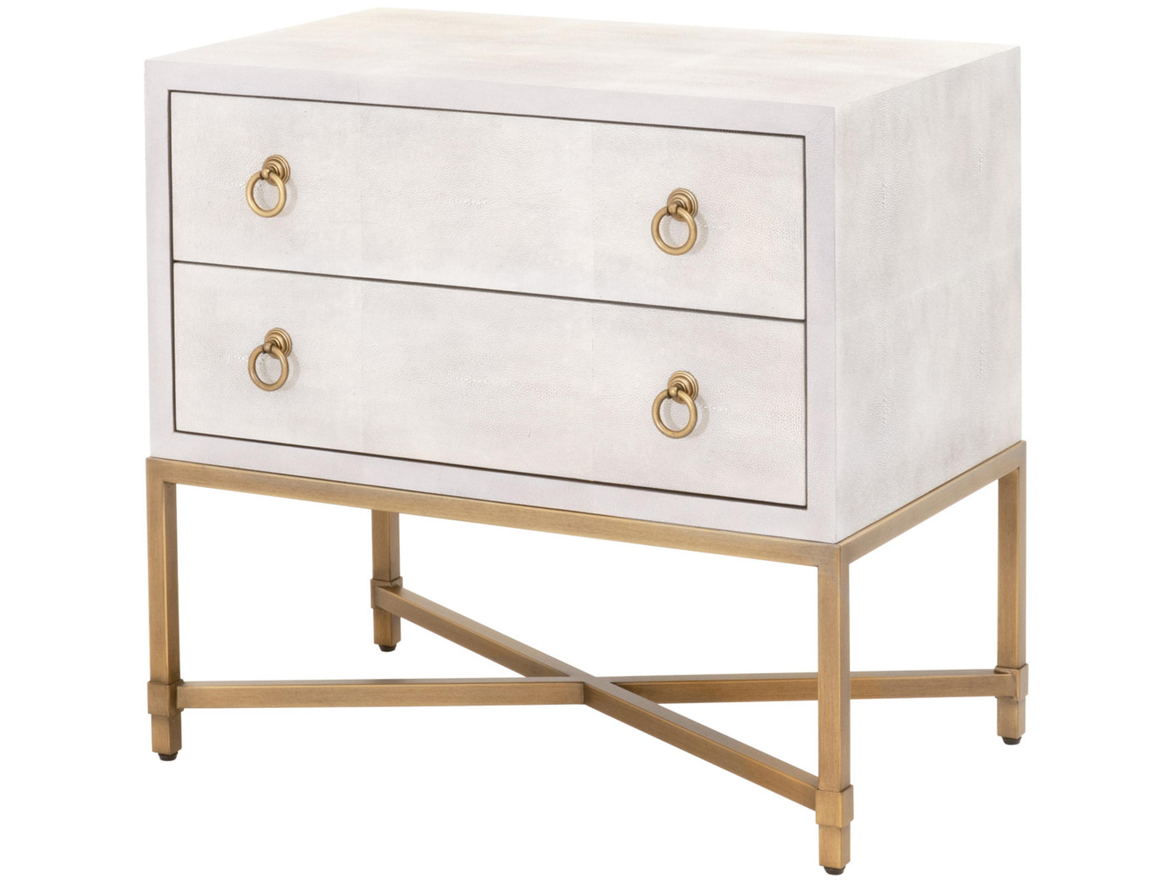 Essentials for Living Traditions Strand Shagreen 2-Drawers White Acacia Wood Nightstand