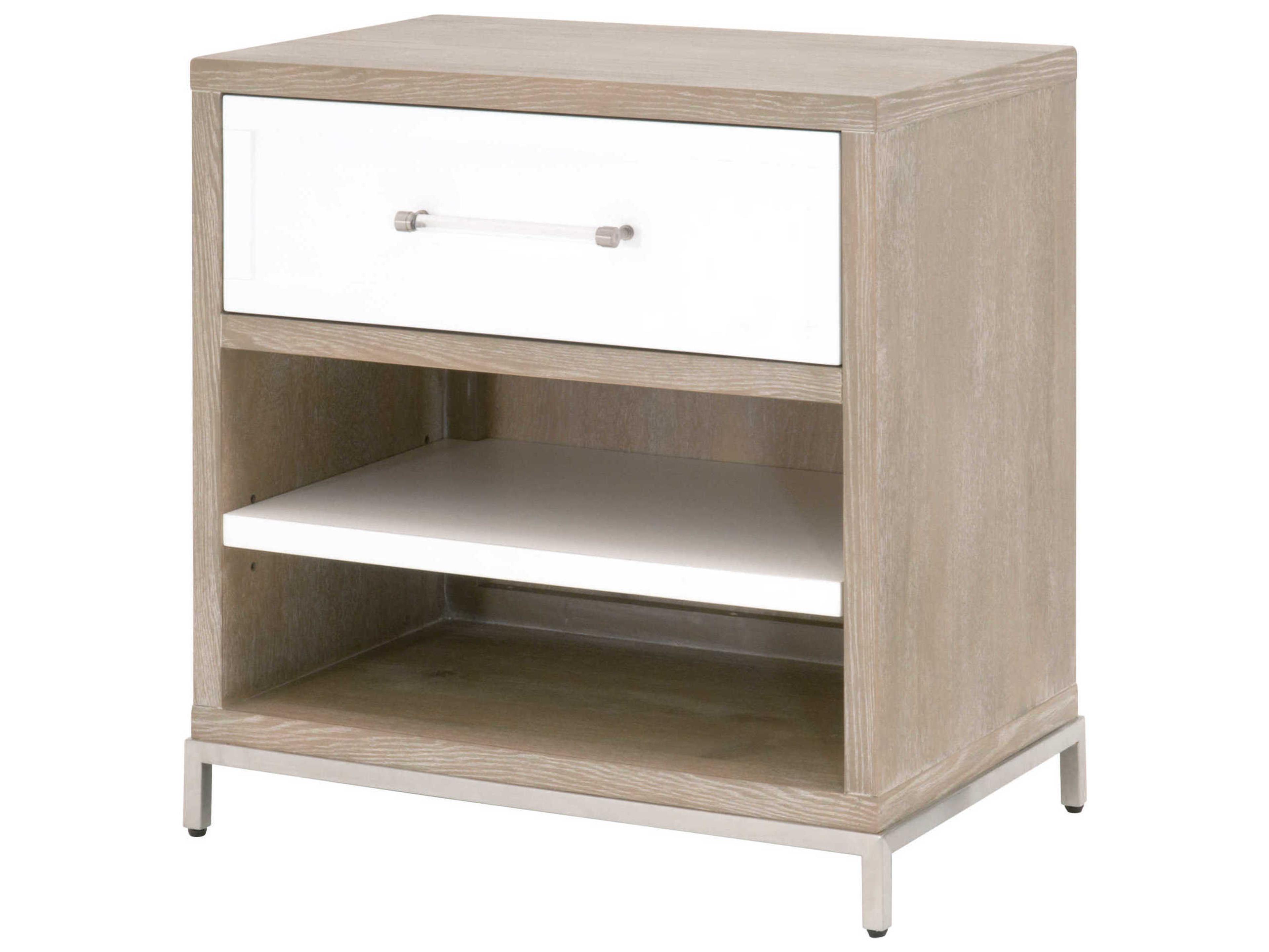 Essentials for Living Traditions Wrenn 1-Drawer Gray Acacia Wood Nightstand