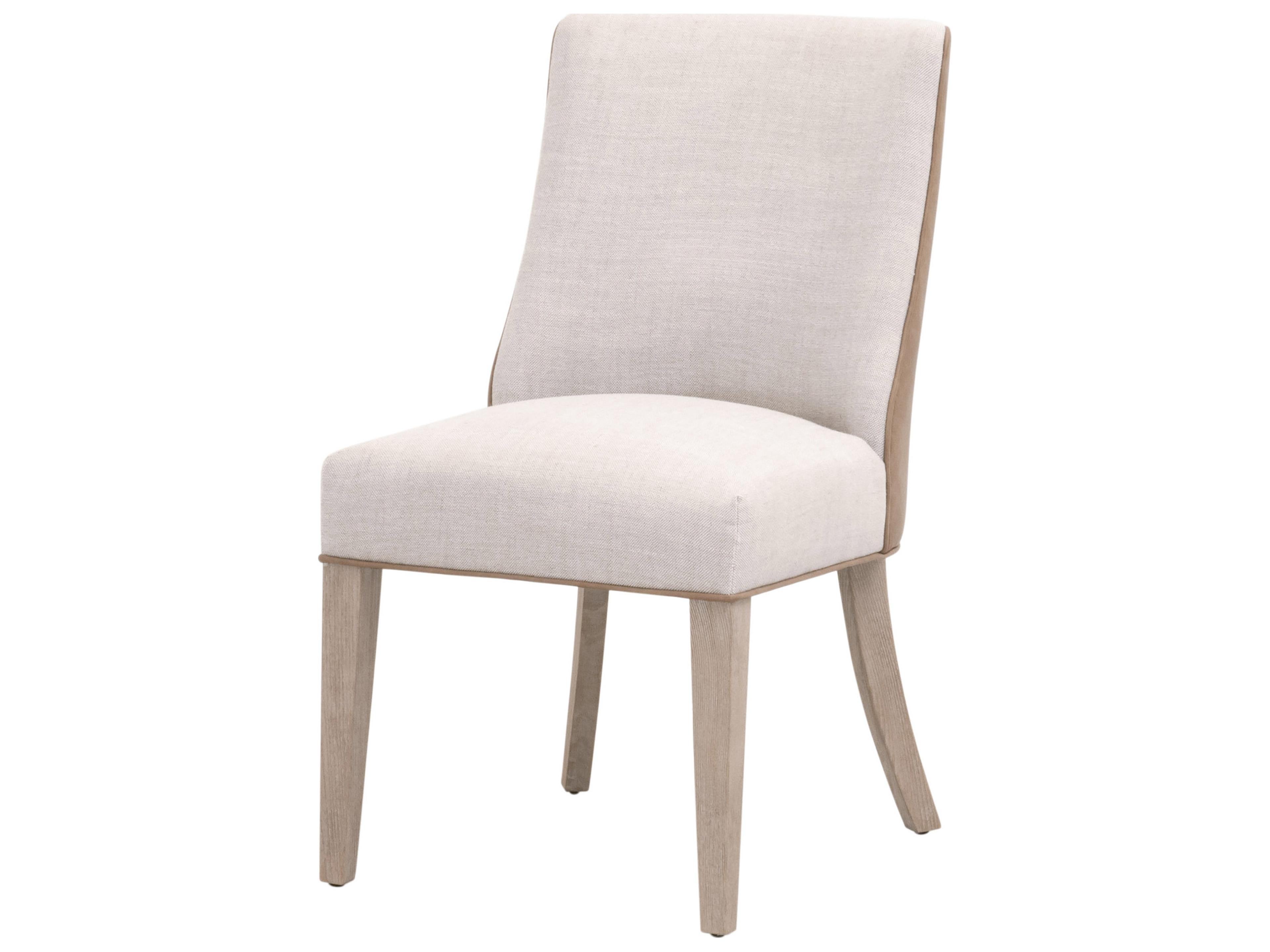 Luxecor Respite Ash Wood White Upholstered Armless Dining Chair, Set of 2