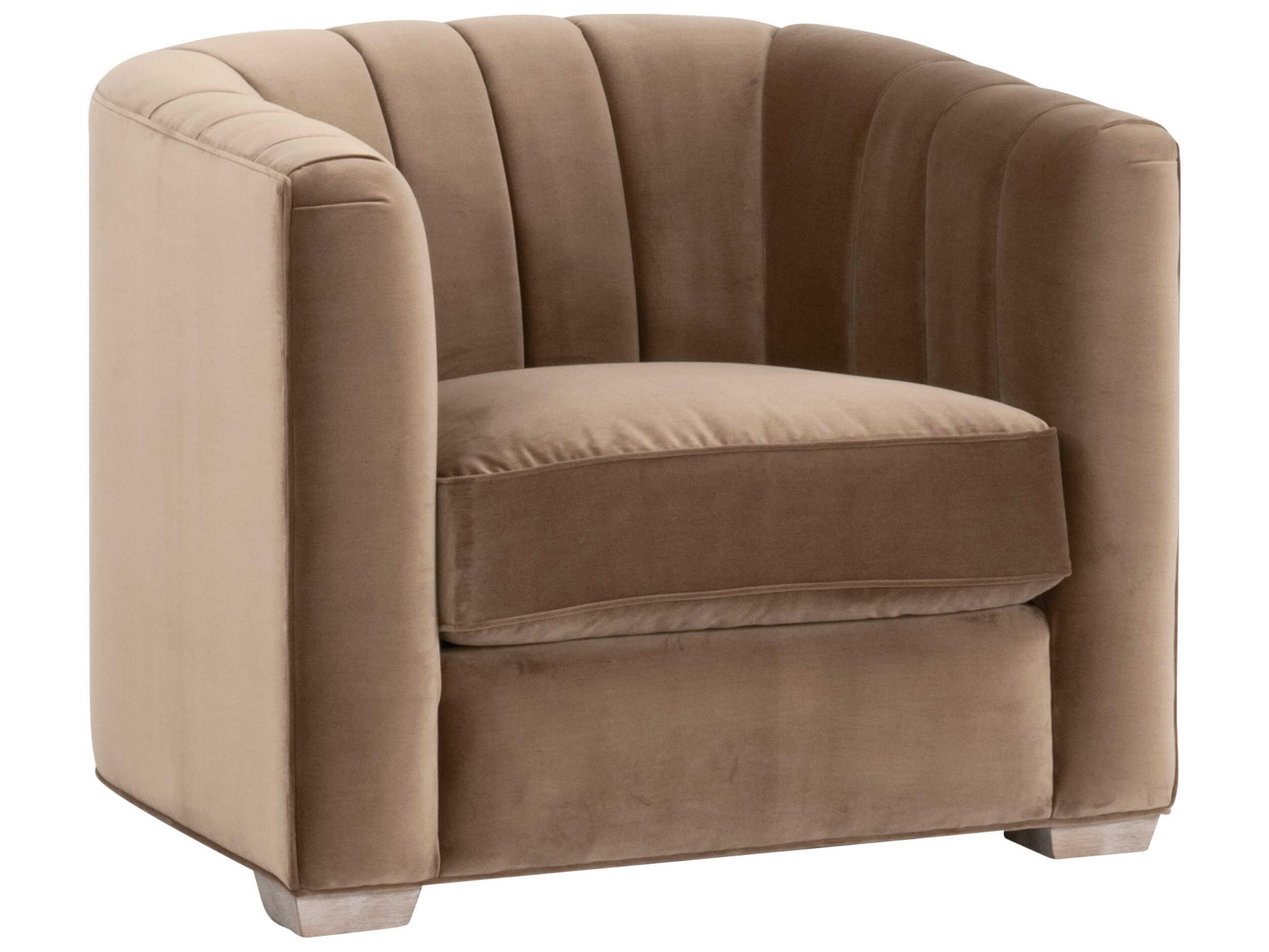 Essentials for Living Stitch & Hand - Upholstery Bronx Channel Back Brown Velvet Accent Chair