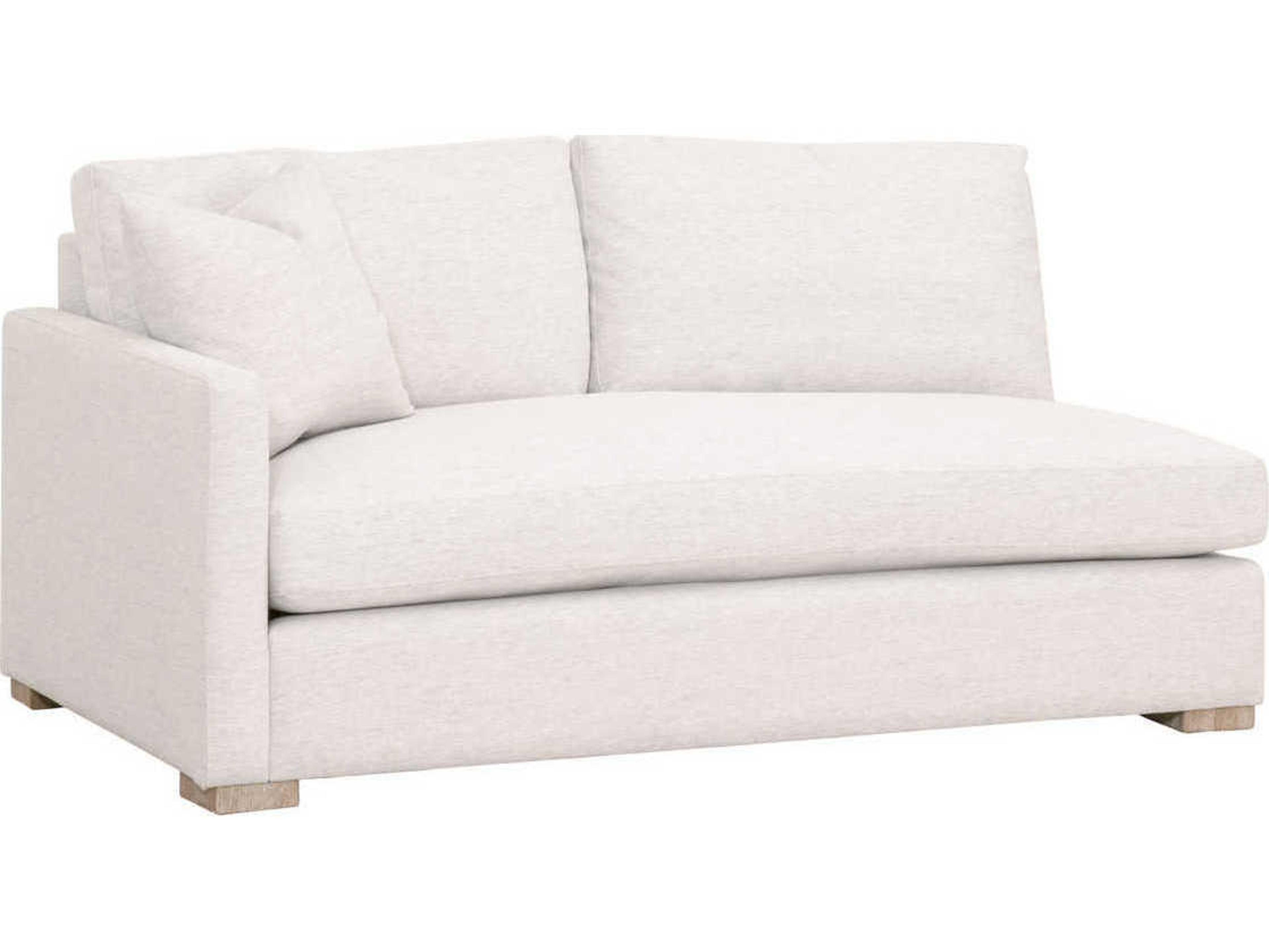 Essentials for Living Stitch & Hand Clara Modular LAF Performance Stone Basketweave Natural Gray Oak White Upholstered Sofa