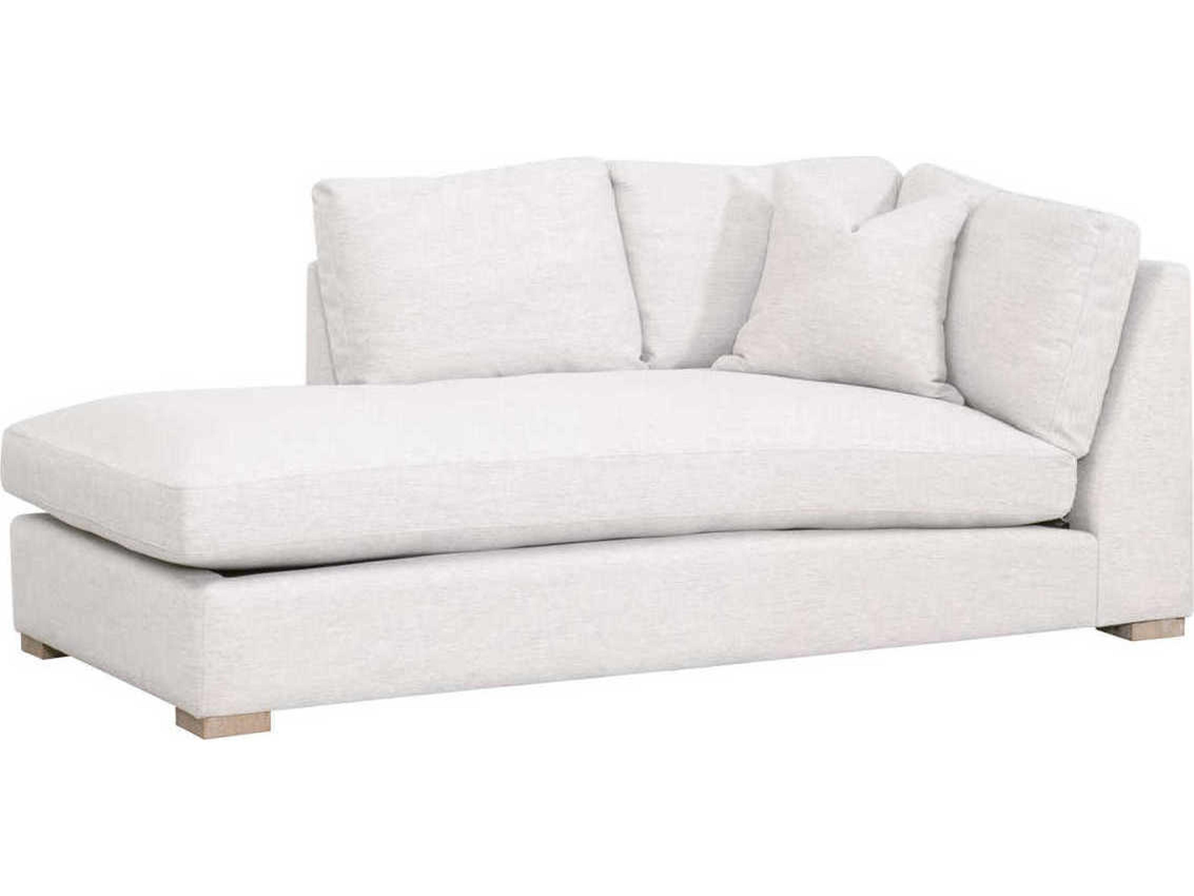 Luxecor Respite Performance Stone Basketweave Natural Gray Oak White Upholstered Chaise