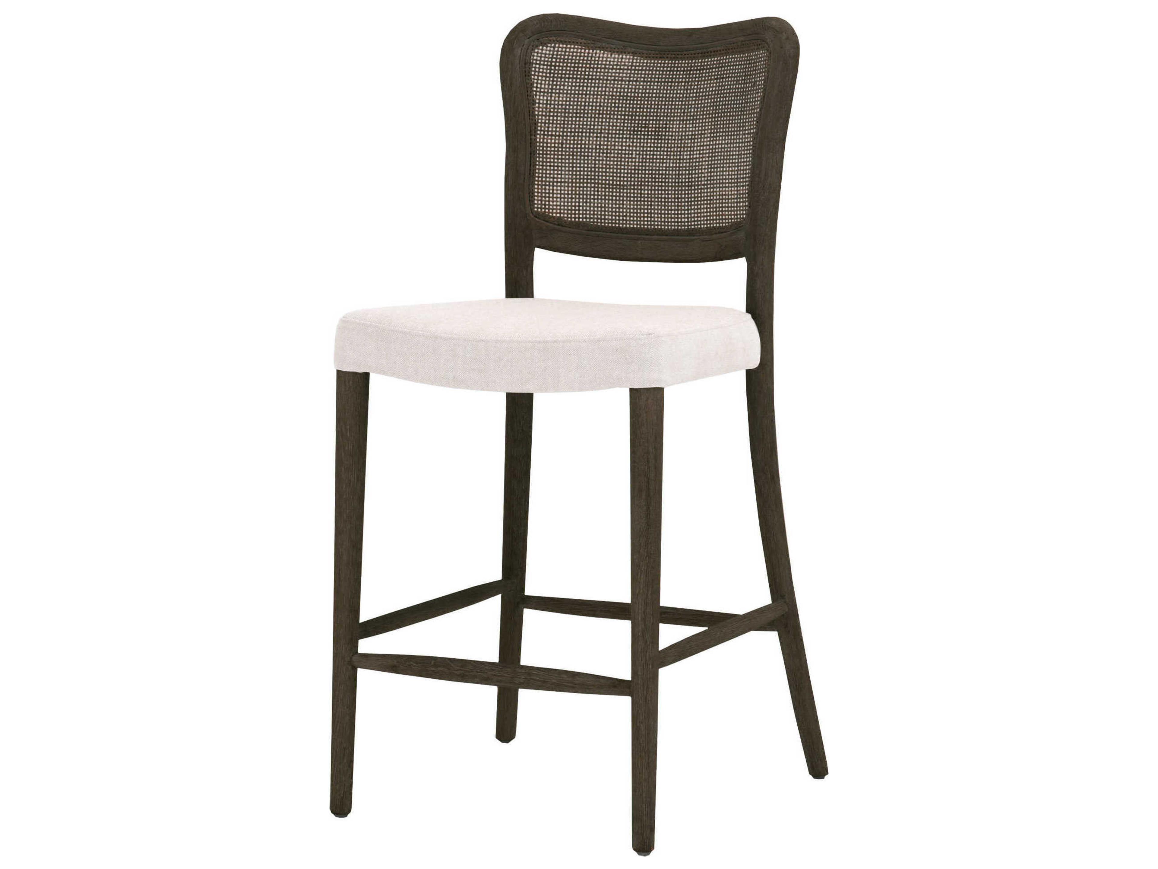 Essentials for Living Stitch & Hand Cela Upholstered Oak Wood Bisque Matte Brown Counter Stool