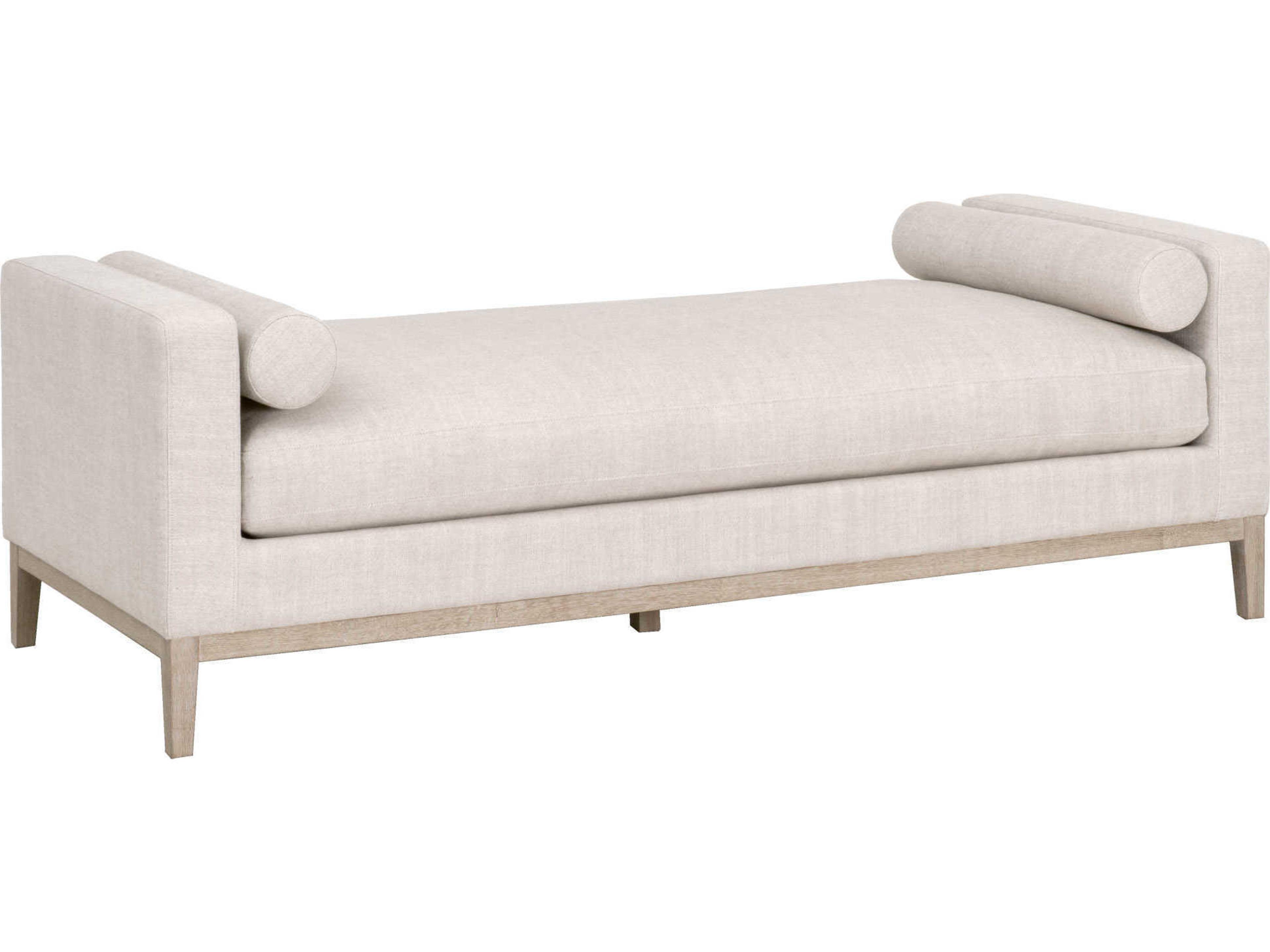 Essentials for Living Stitch & Hand Bisque Natural Gray Oak Beige Upholstered Accent Bench