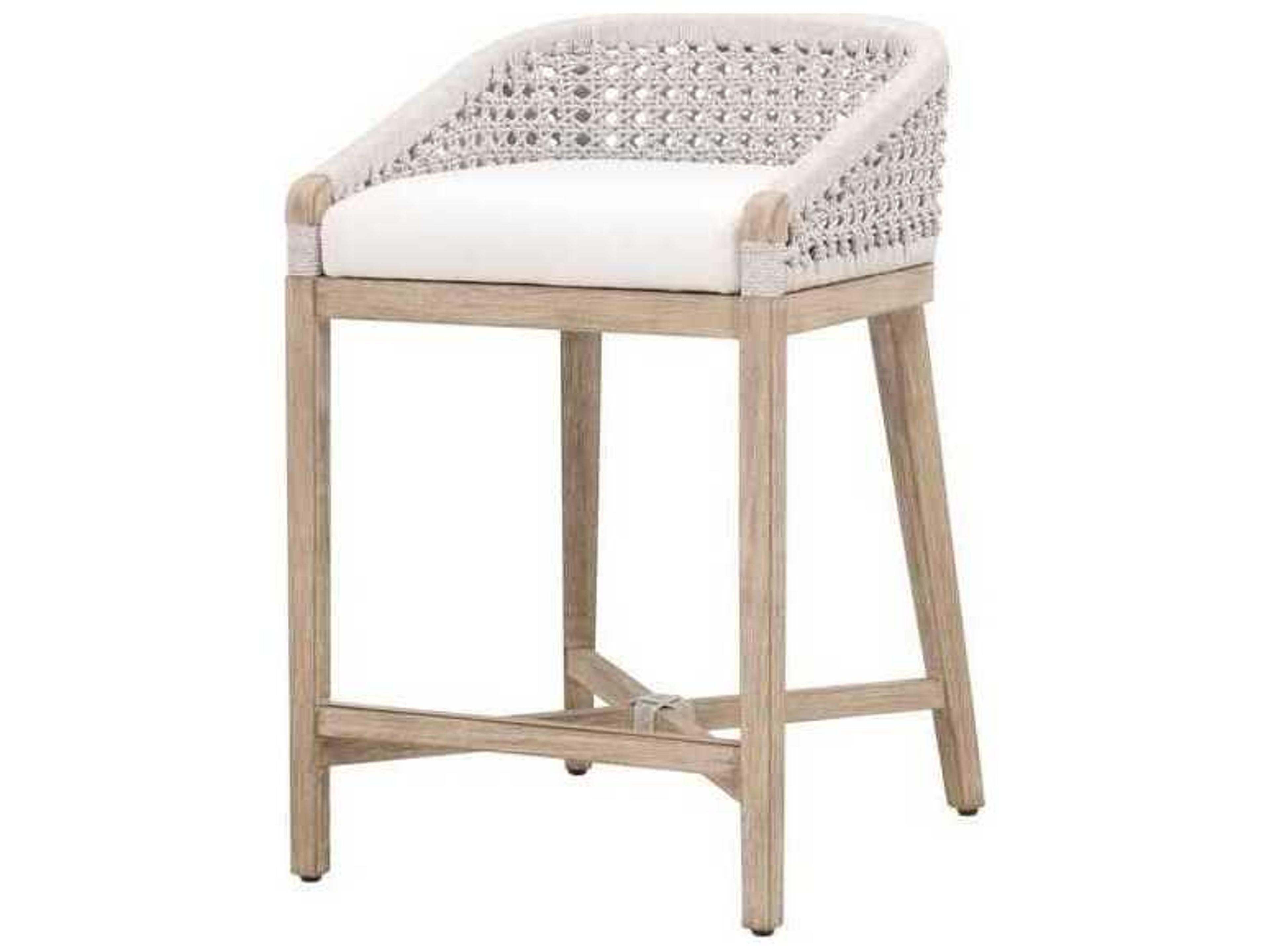 Essentials for Living Woven Mahogany Wood Counter Stool