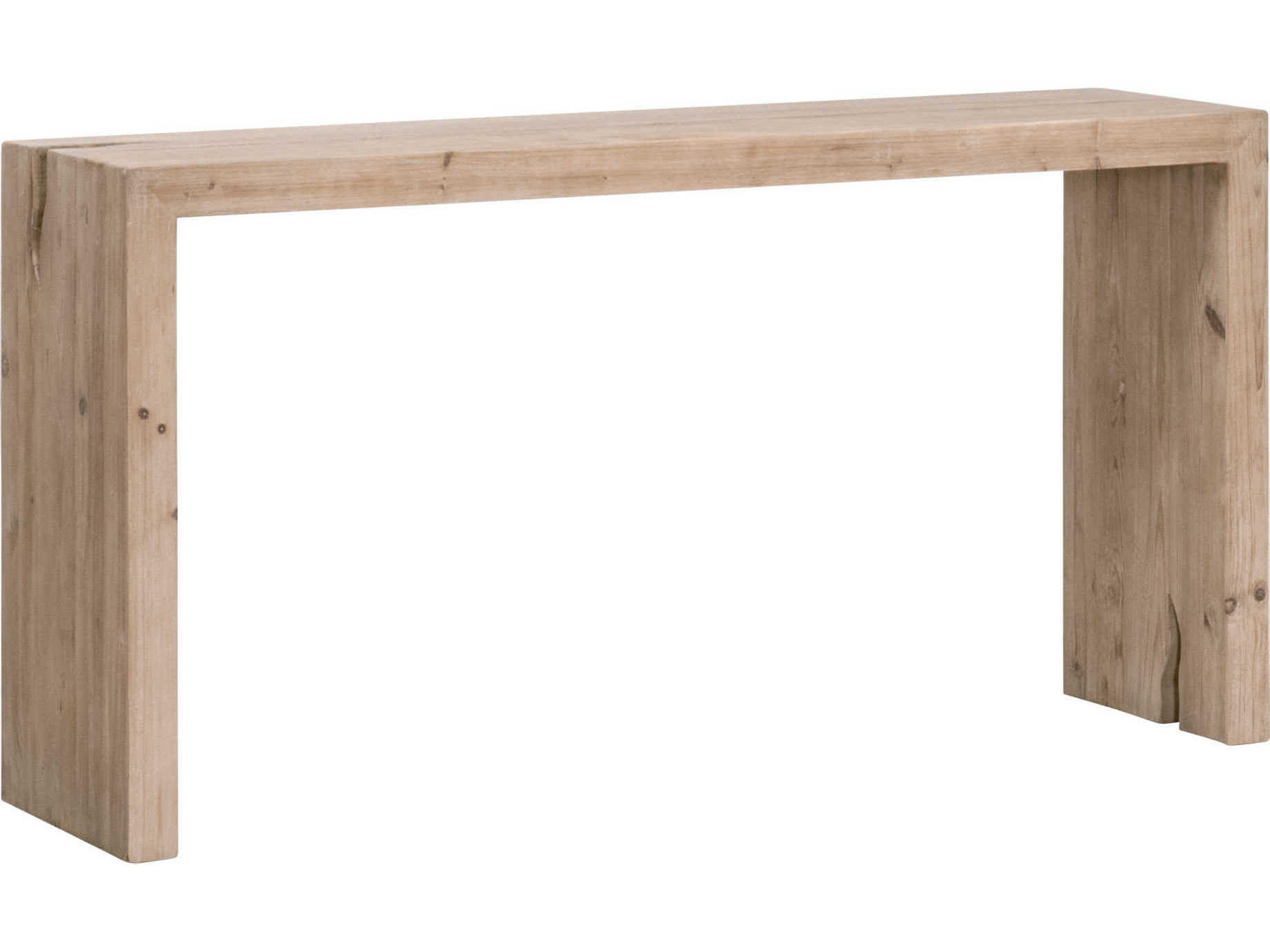 Essentials for Living Bella Antique Reed Rectangular Wood Smoke Gray Pine Console Table