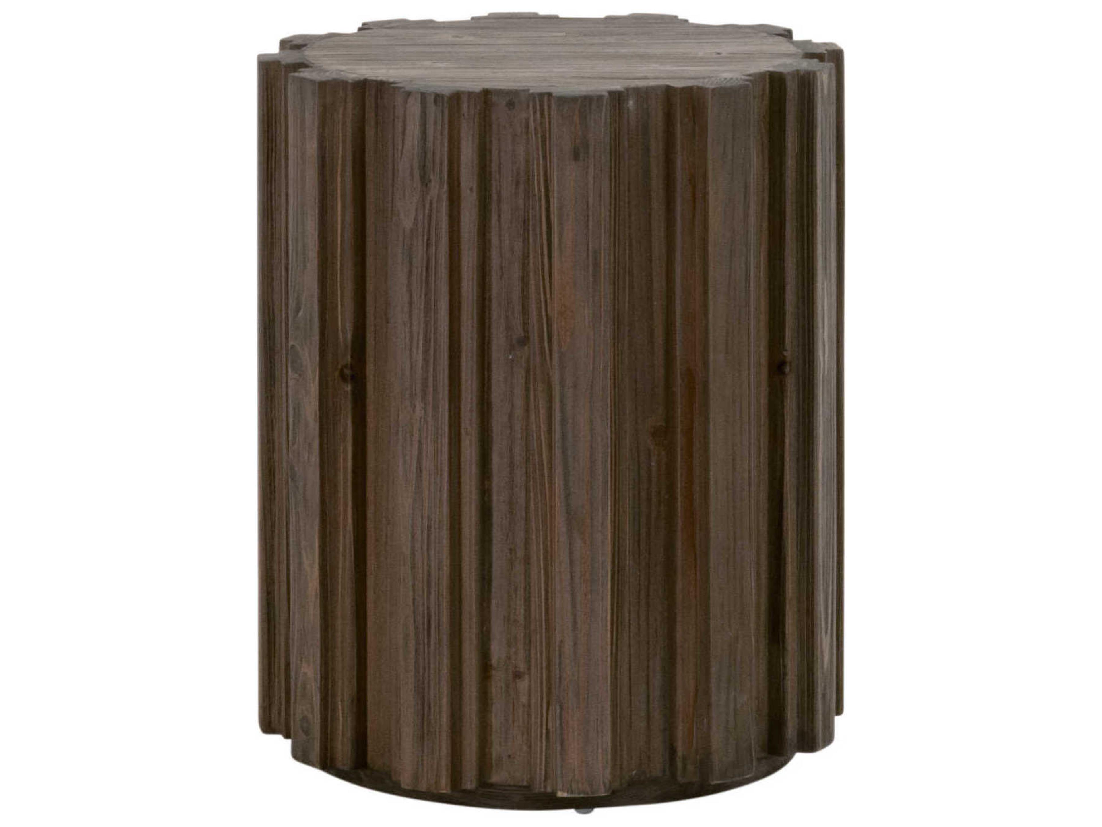 Luxecor Respite Round Wood Drift Brown Pine End Table