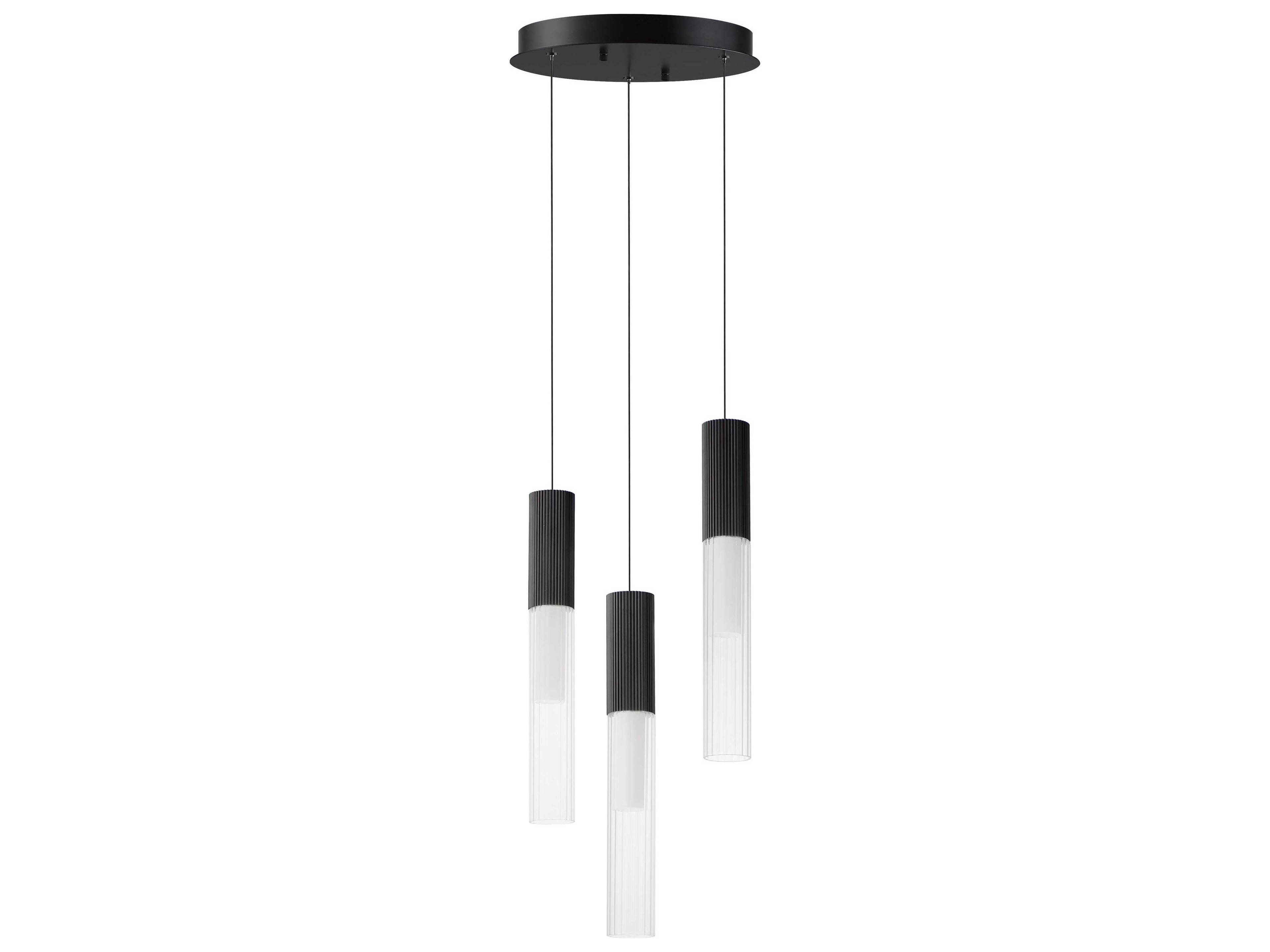 ET2 Reeds 3-Light Black Glass LED Cylinder Linear Mini Pendant