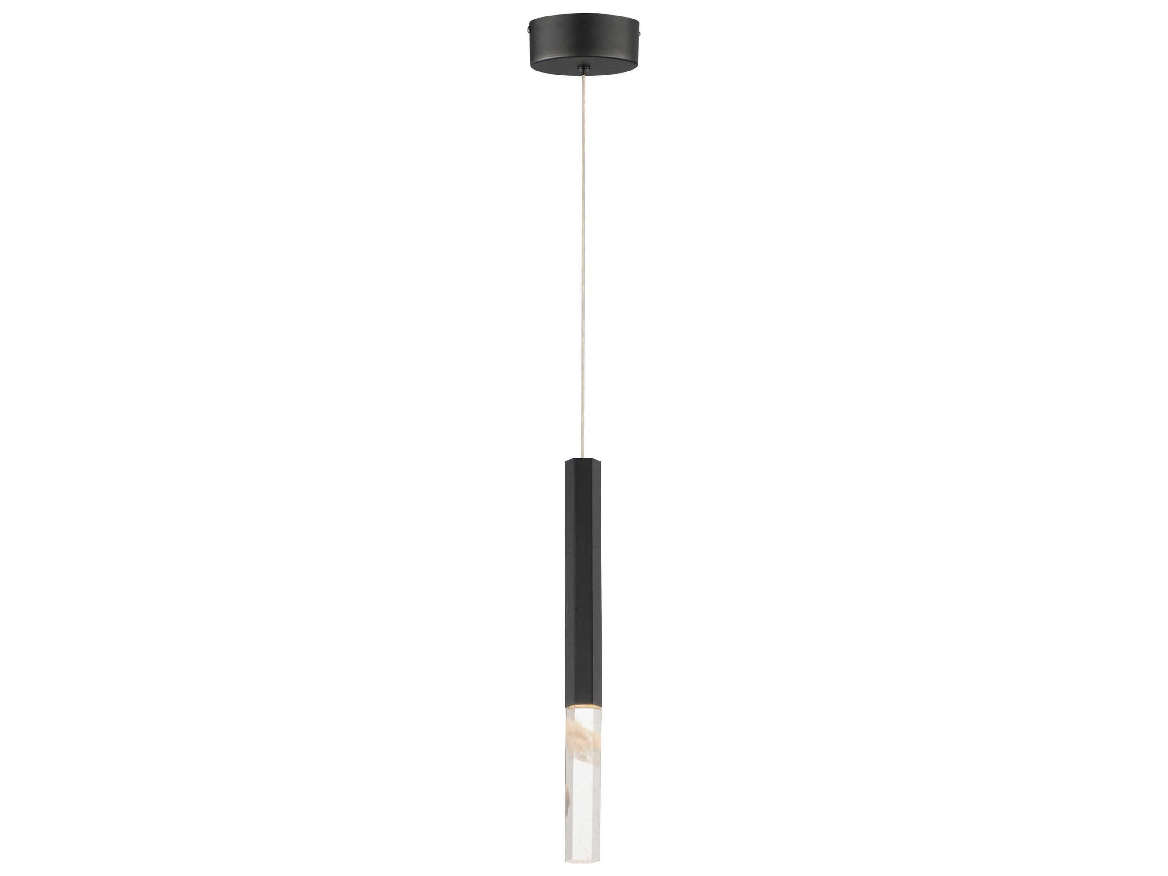 ET2 1-Light Black Crystal LED Cylinder Linear Mini Pendant