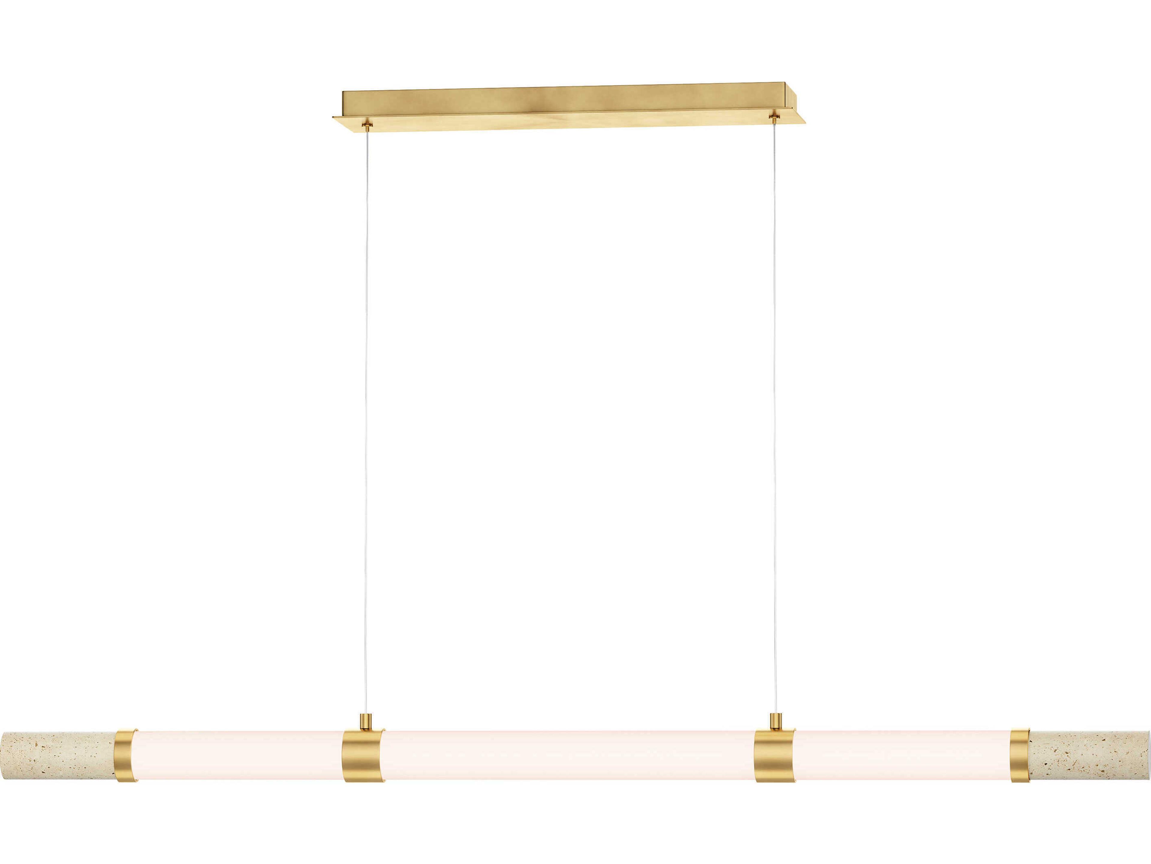 ET2 Travertine 3-Light Gold Cylinder Linear Island Pendant