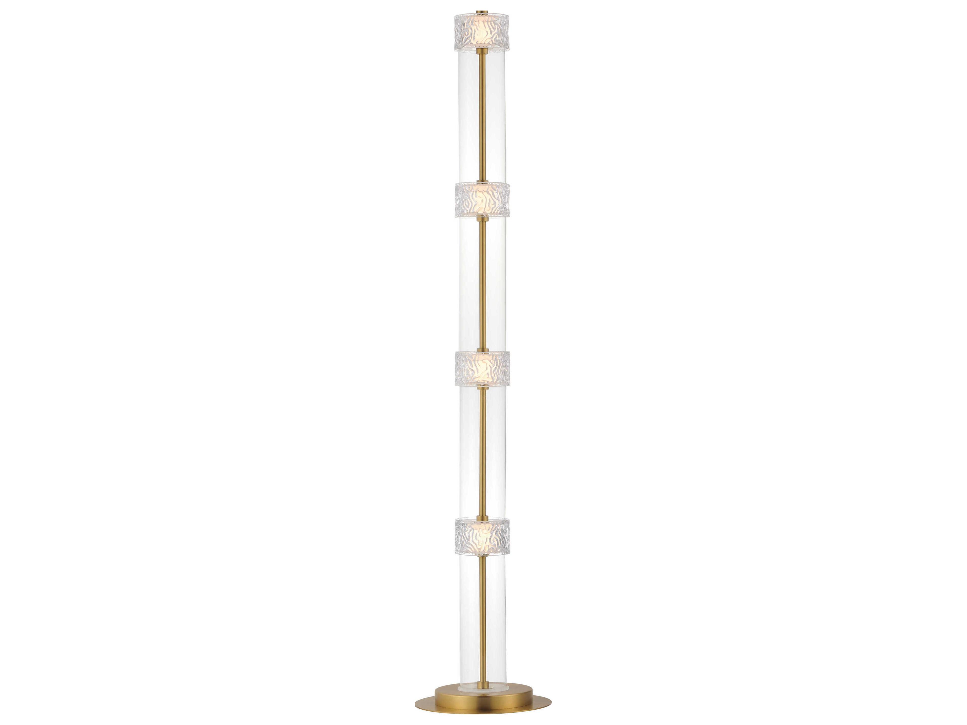 ET2 Elysian Natural Aged Brass Ripple Glass Floor Lamp