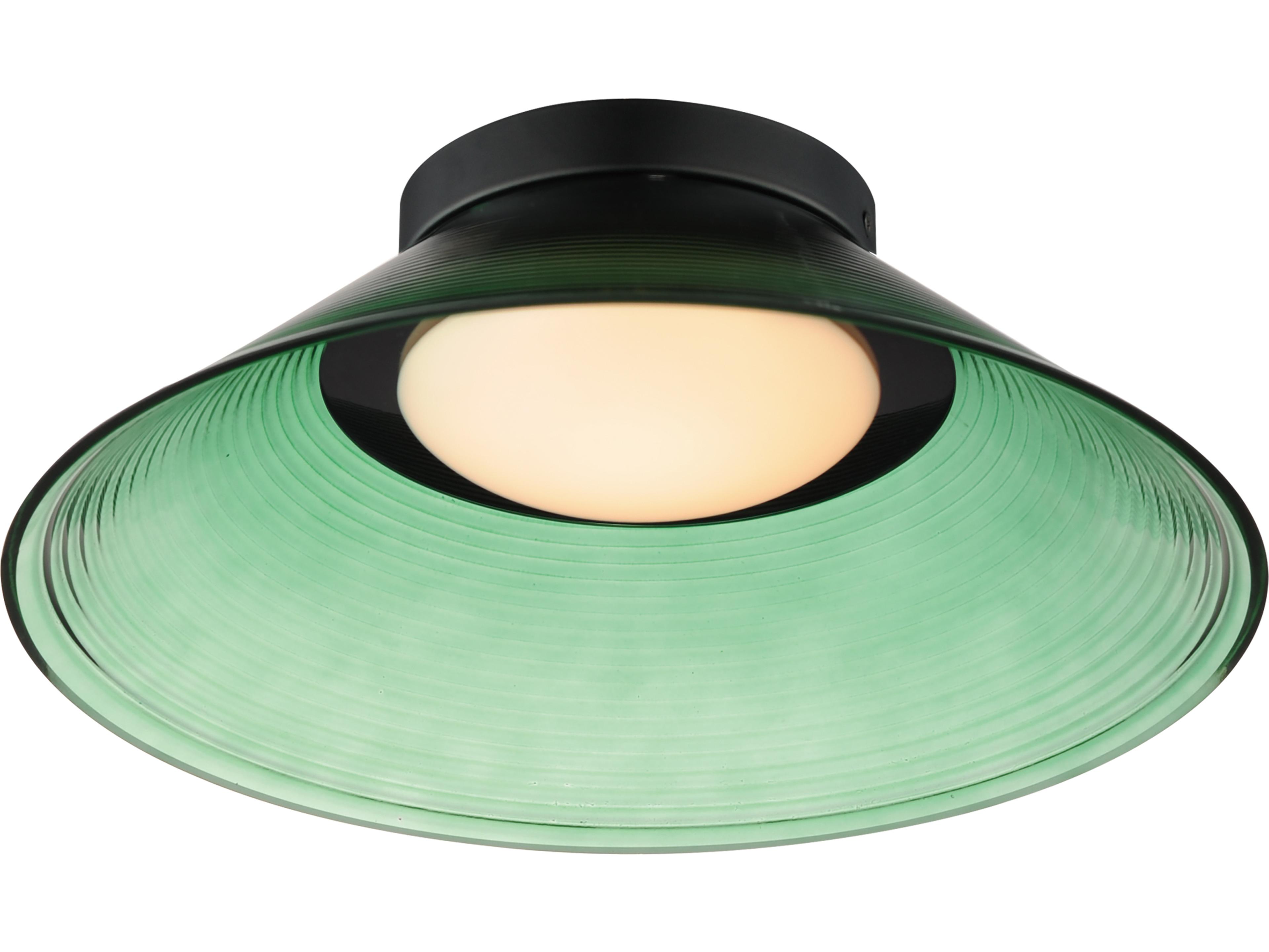 ET2 Jensen 1-Light Black Green Flush Mount