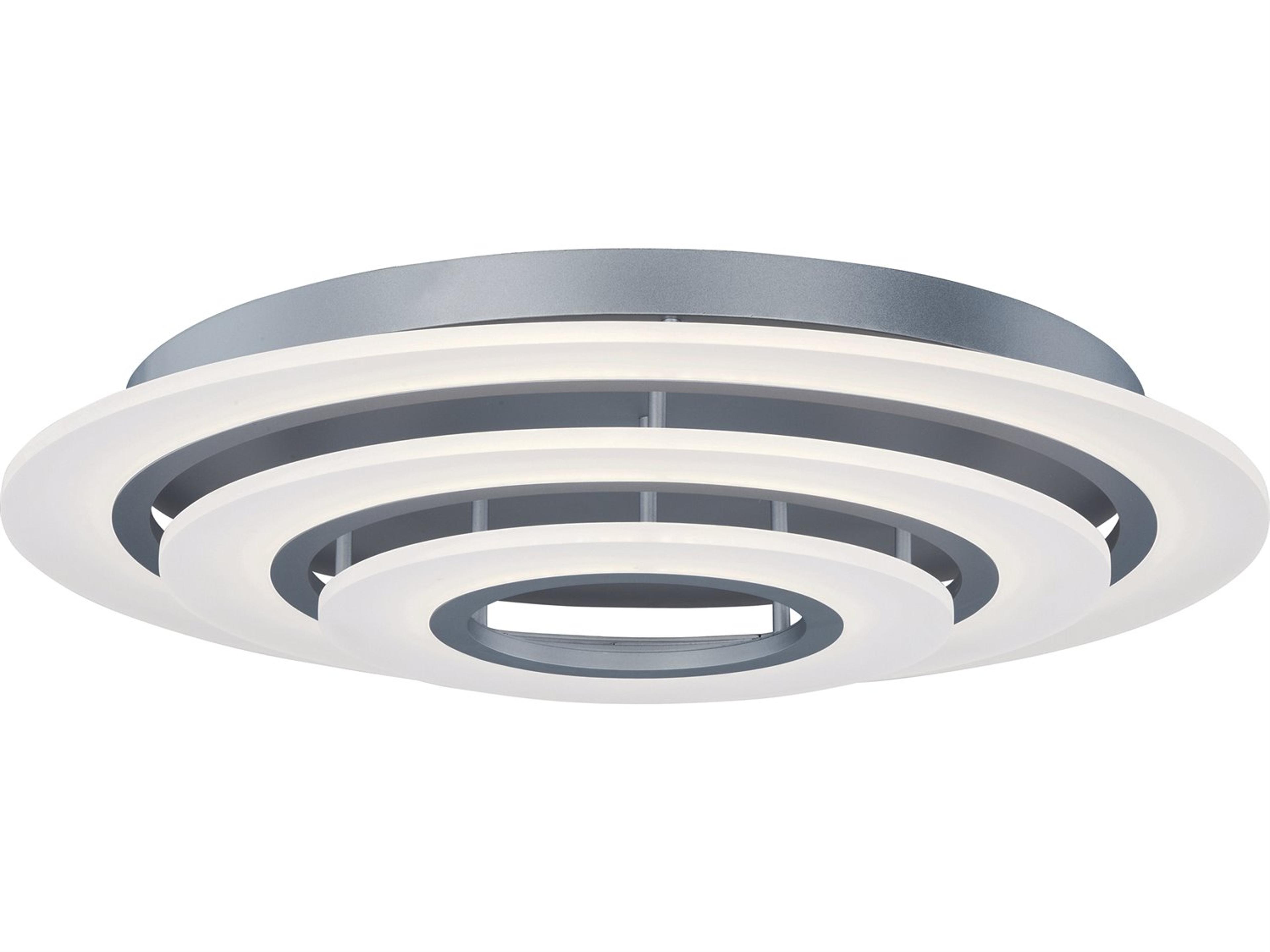 ET2 Saturn Ii Led 3-Light Matte Silver Glass LED Round Tiered Flush Mount