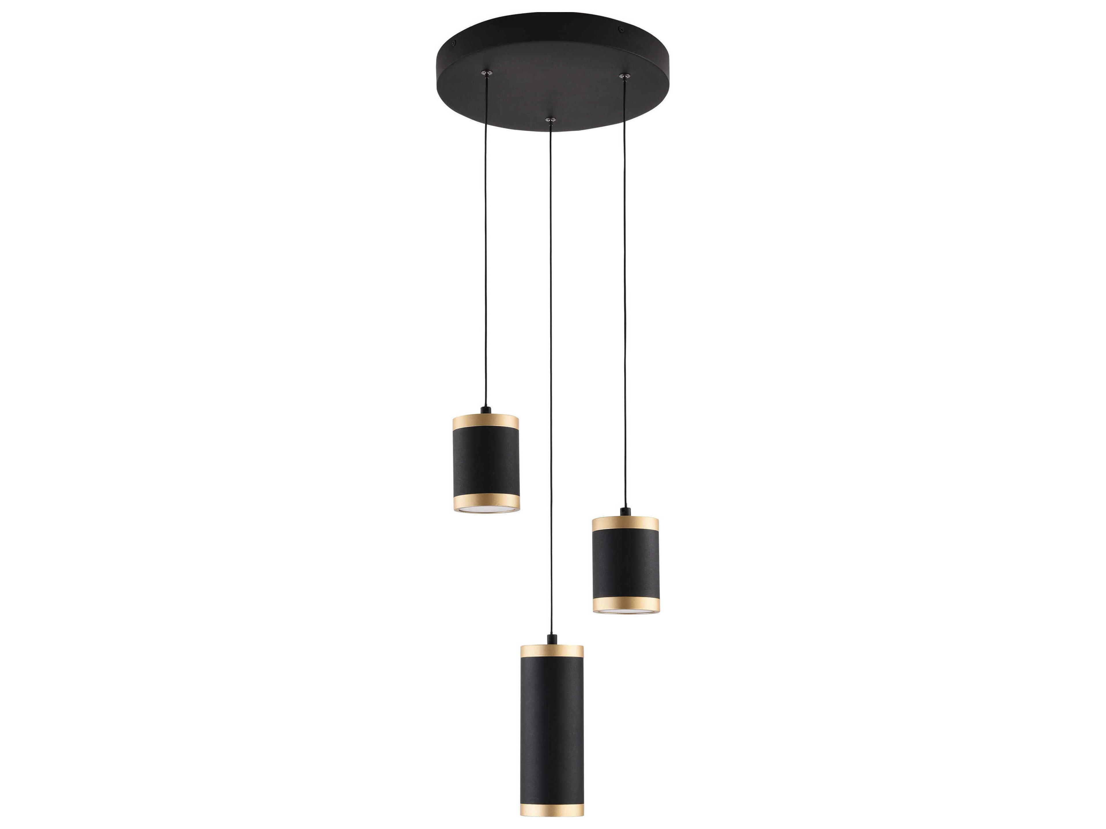 ET2 Cuff 3-Light Black Gold Cylinder Mini Pendant