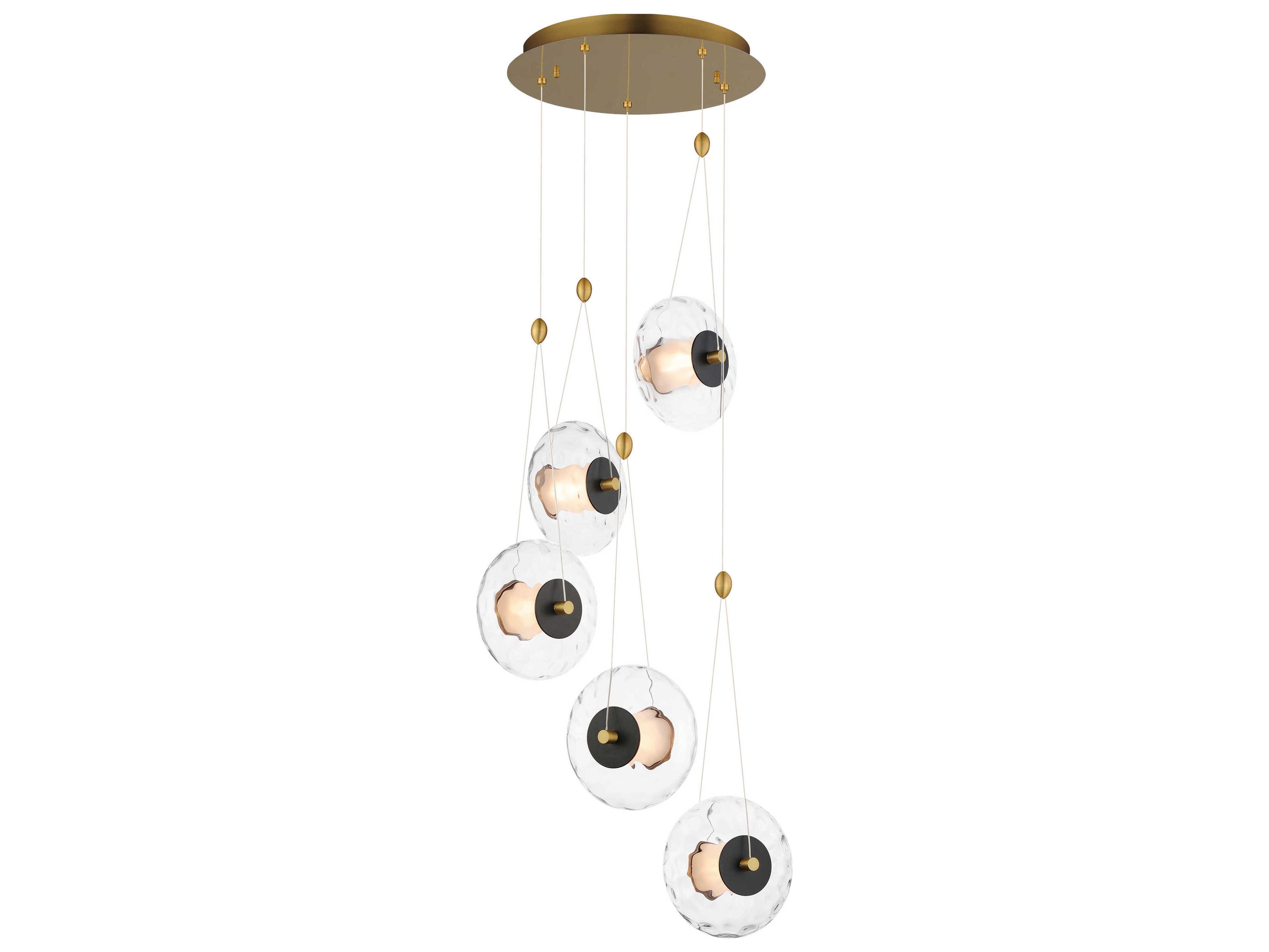 ET2 Amulet 5-Light Black Natural Aged Brass Round Pendant