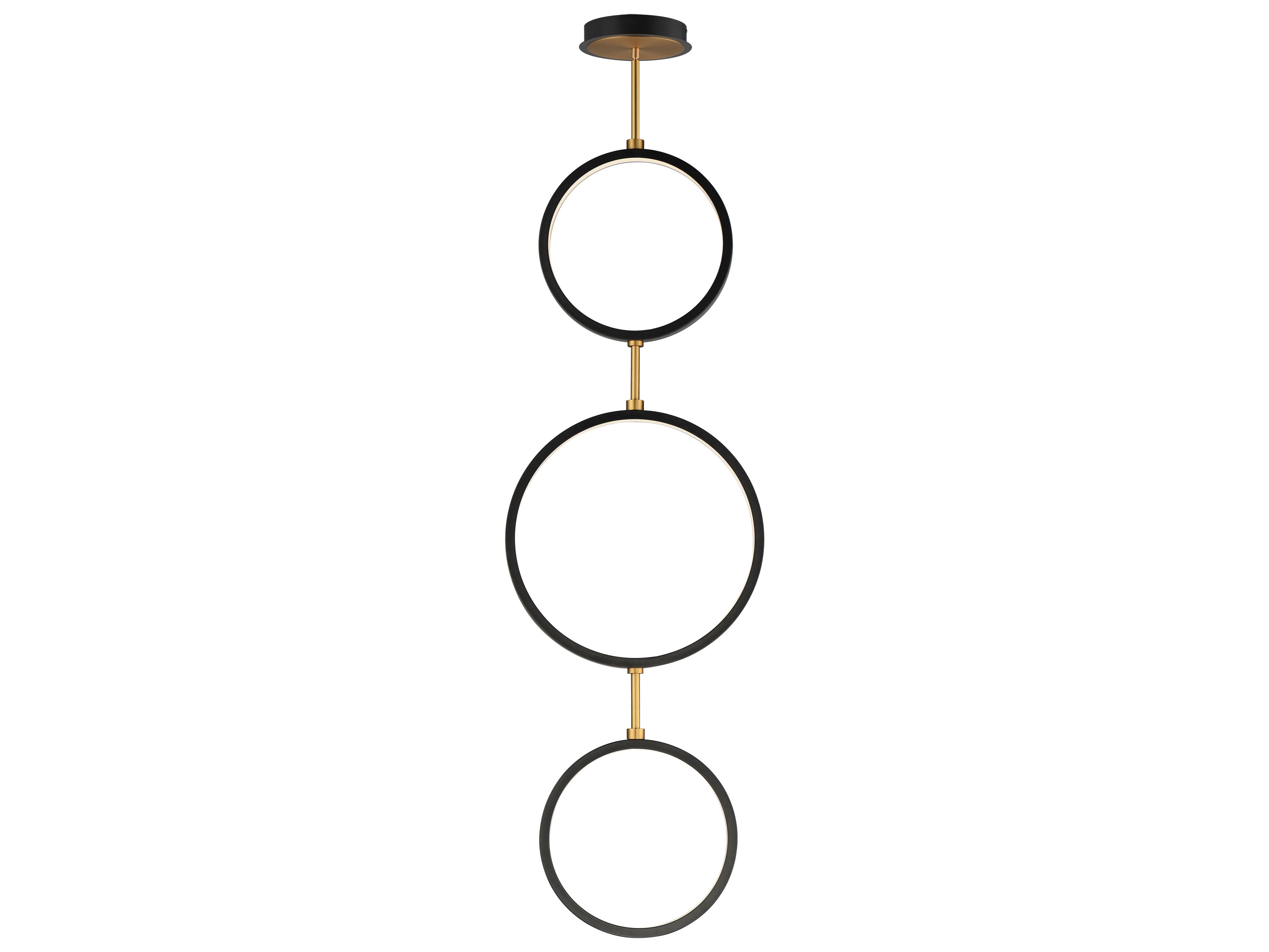 Hoopla 3-Light Black Gold Round Pendant