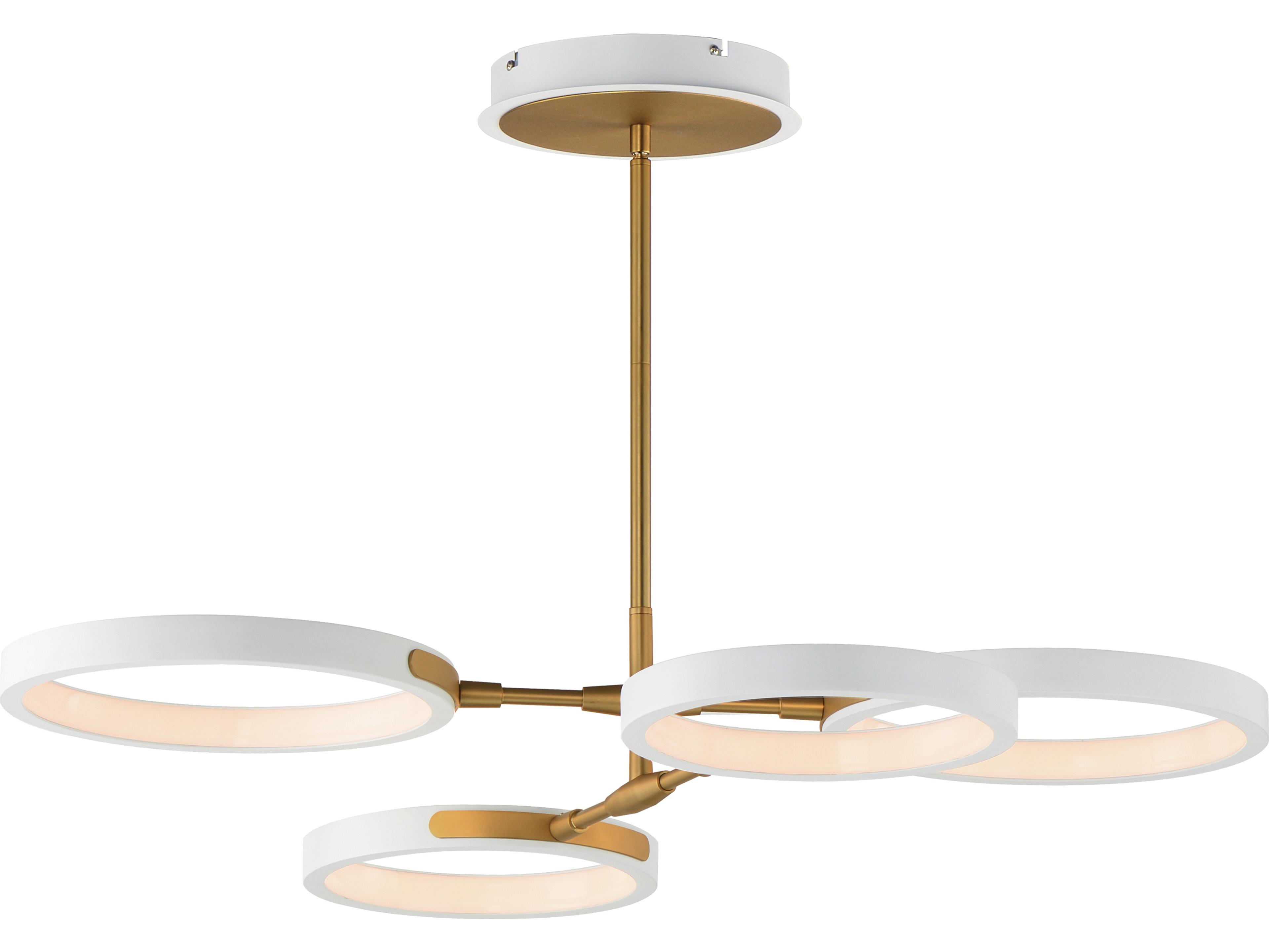 Hoopla 4-Light White Gold Geometric Round Pendant