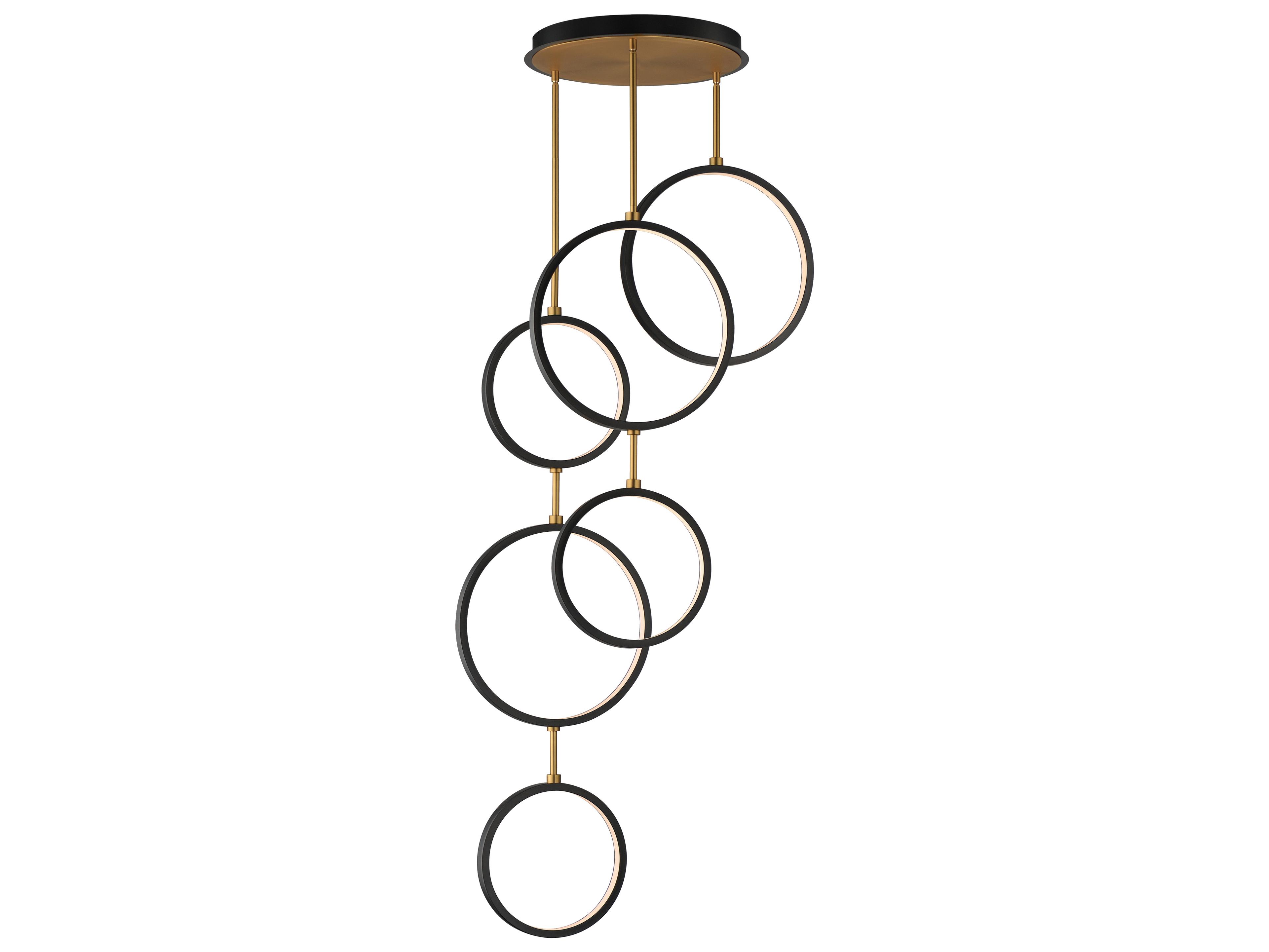 Hoopla 6-Light Black Gold Geometric Round Pendant