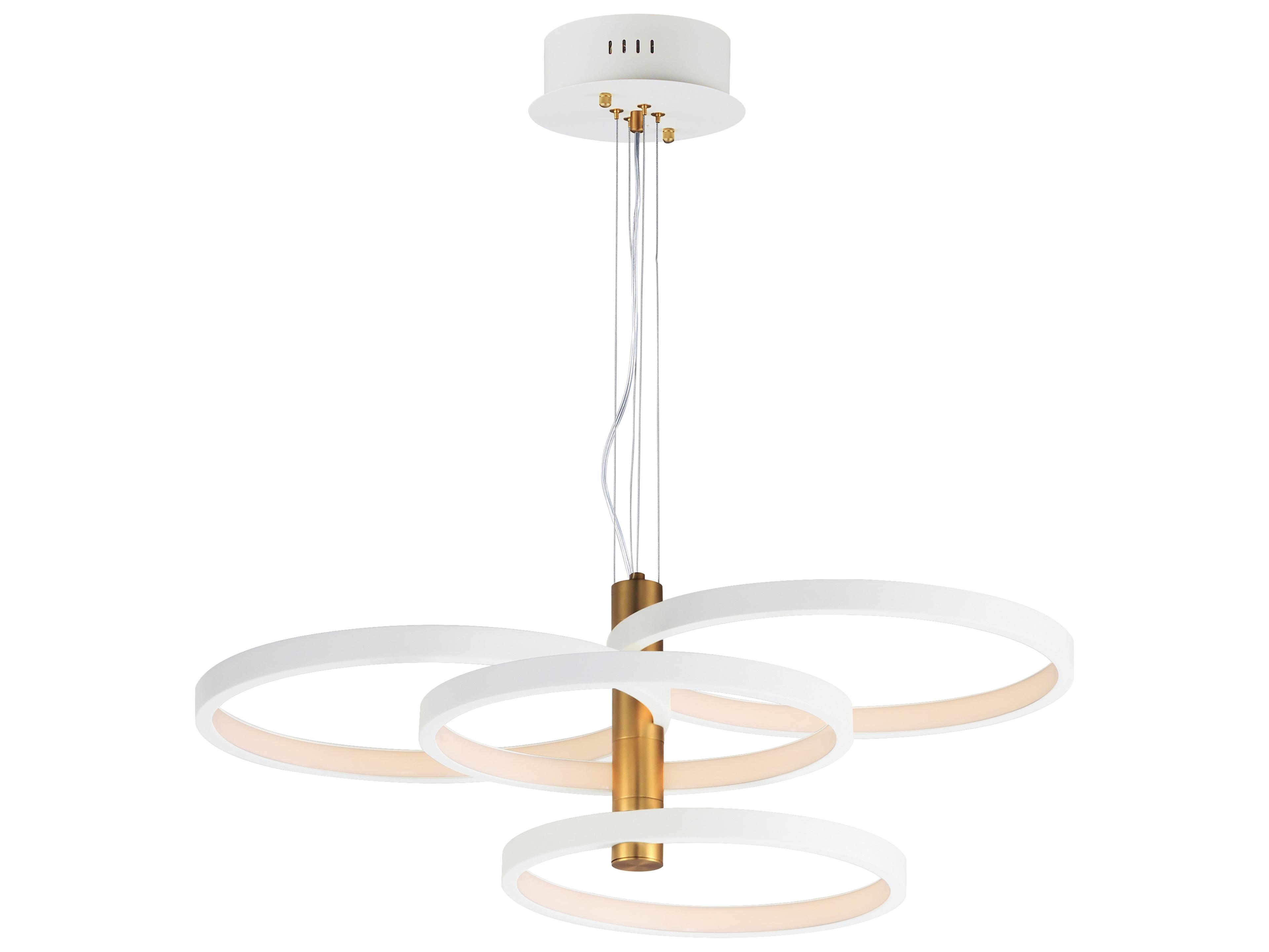 Hoopla 4-Light White Gold Geometric Round Pendant