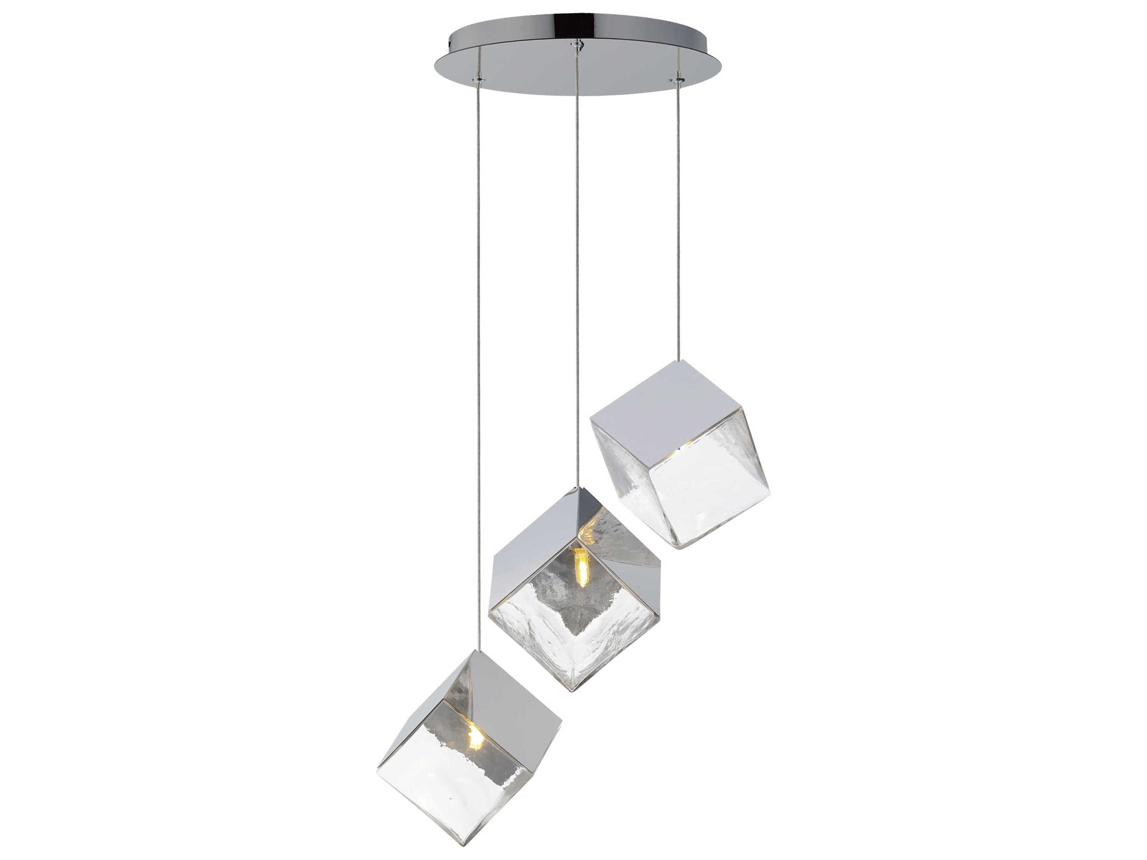 ET2 Ice Cube 3-Light Polished Chrome Geometric Pendant