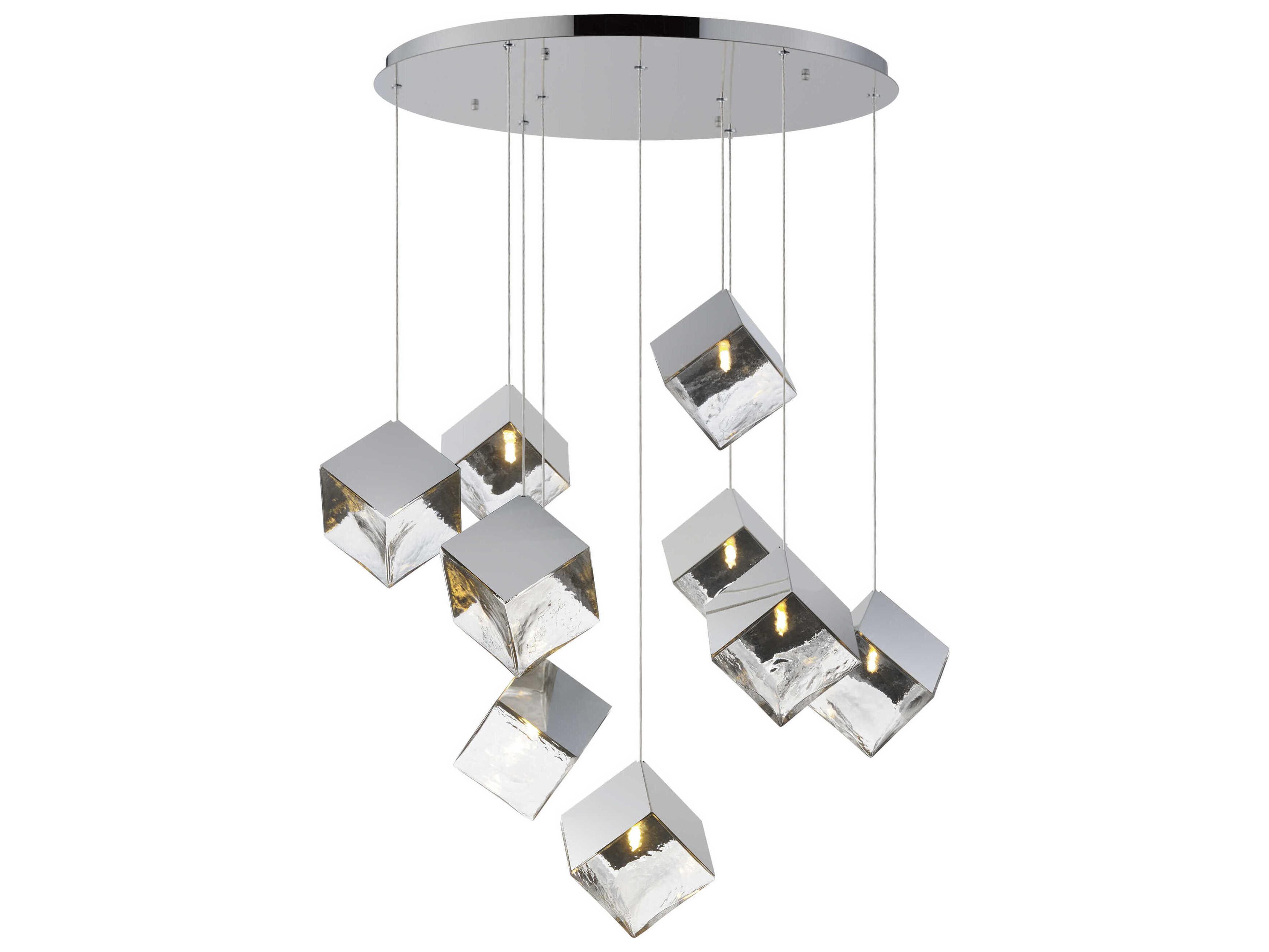 ET2 Ice Cube 9-Light Polished Chrome Geometric Pendant