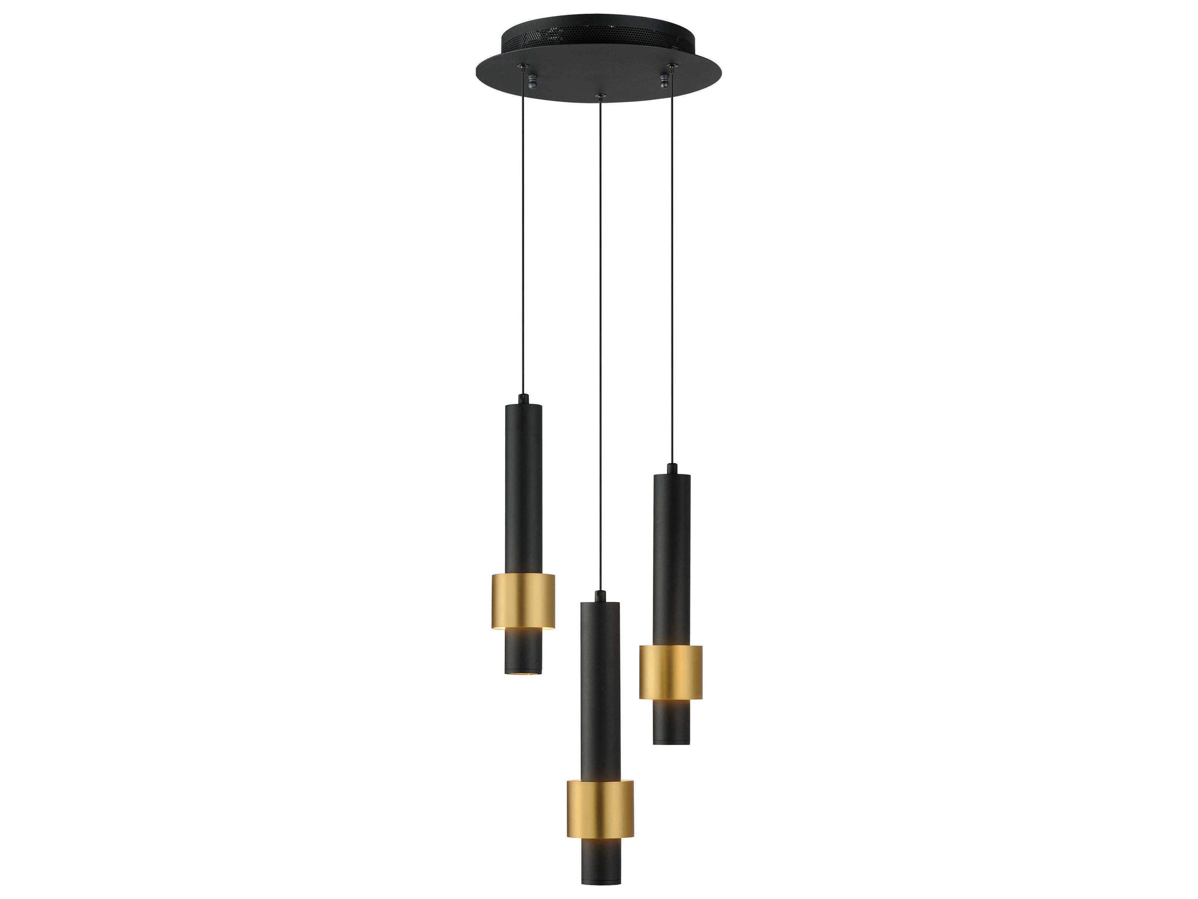ET2 Reveal 3-Light Black Gold Cylinder Mini Pendant