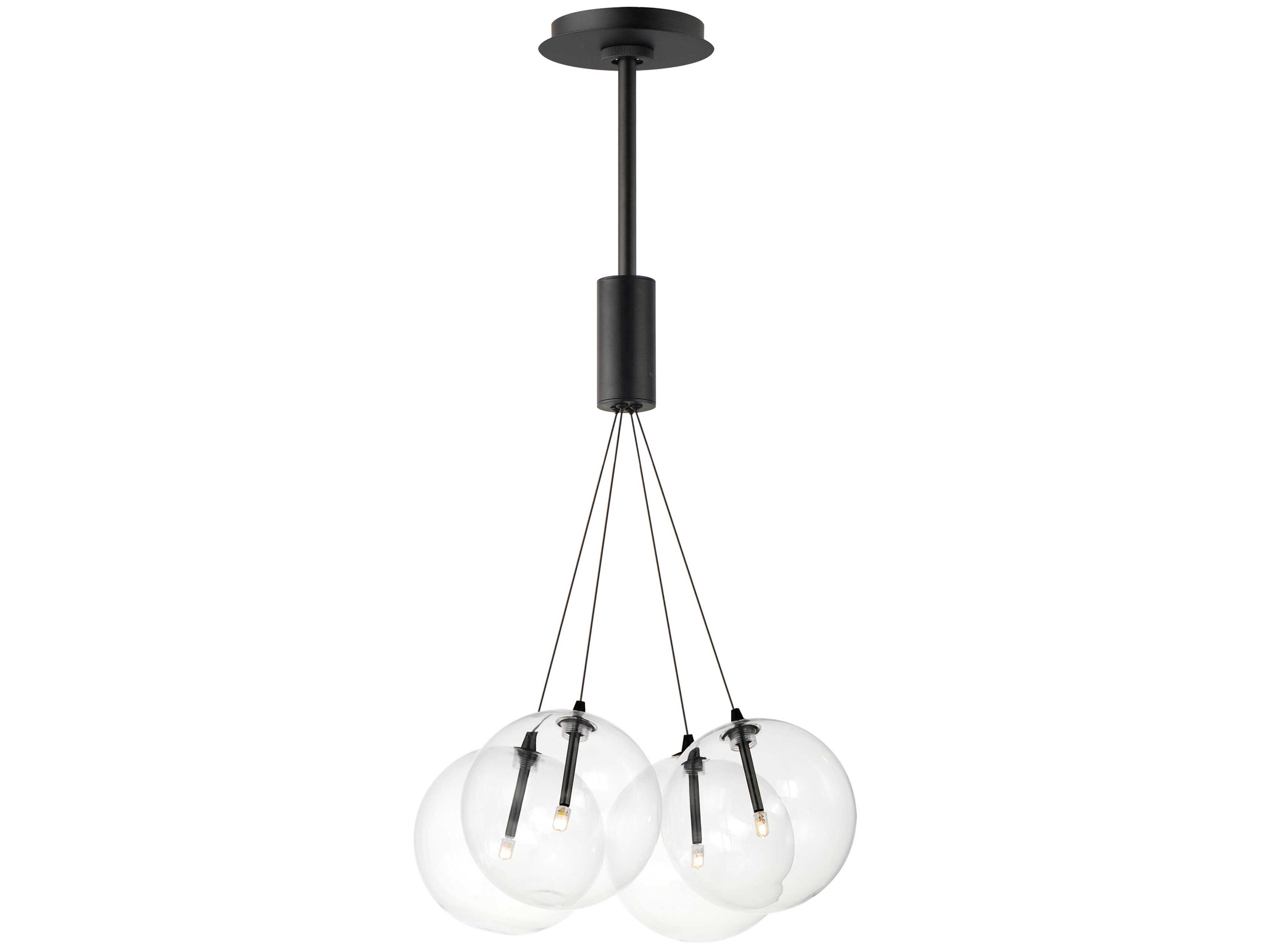 Burst 4-Light Black Globe Pendant