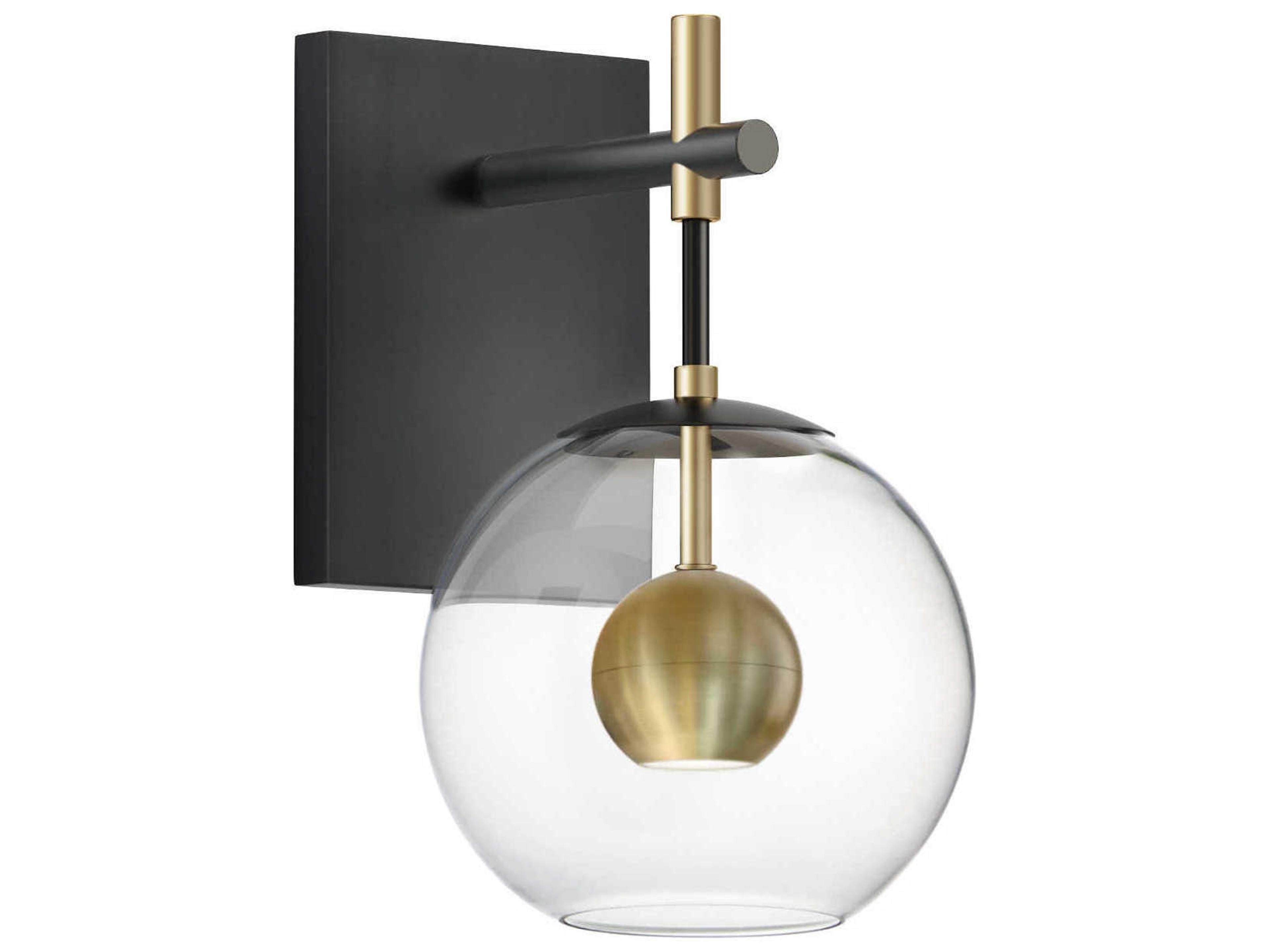 ET2 Nucleus 1-Light Black Natural Aged Brass Glass LED Wall Sconce