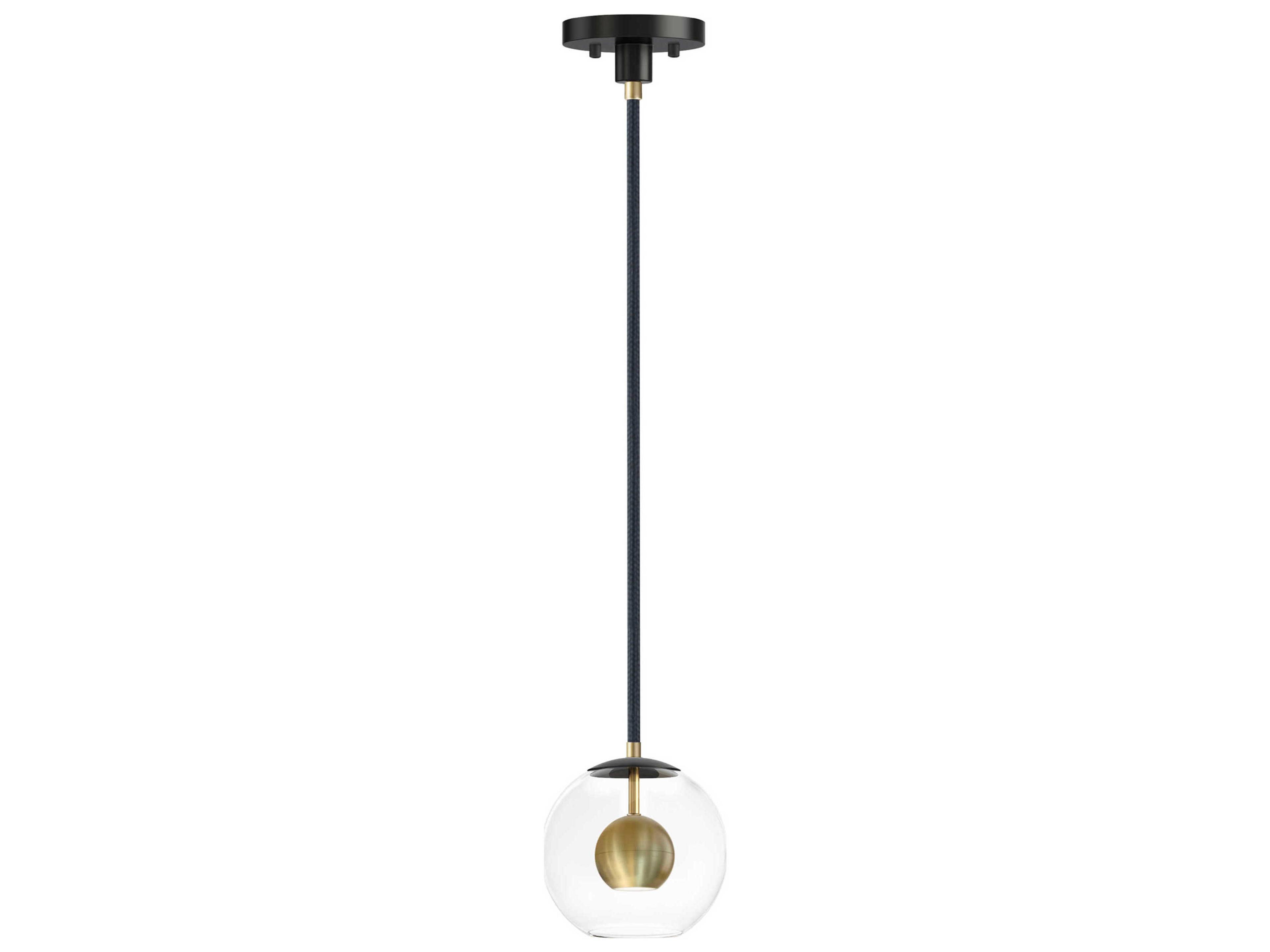 ET2 1-Light Black Natural Aged Brass Glass LED Globe Linear Mini Pendant