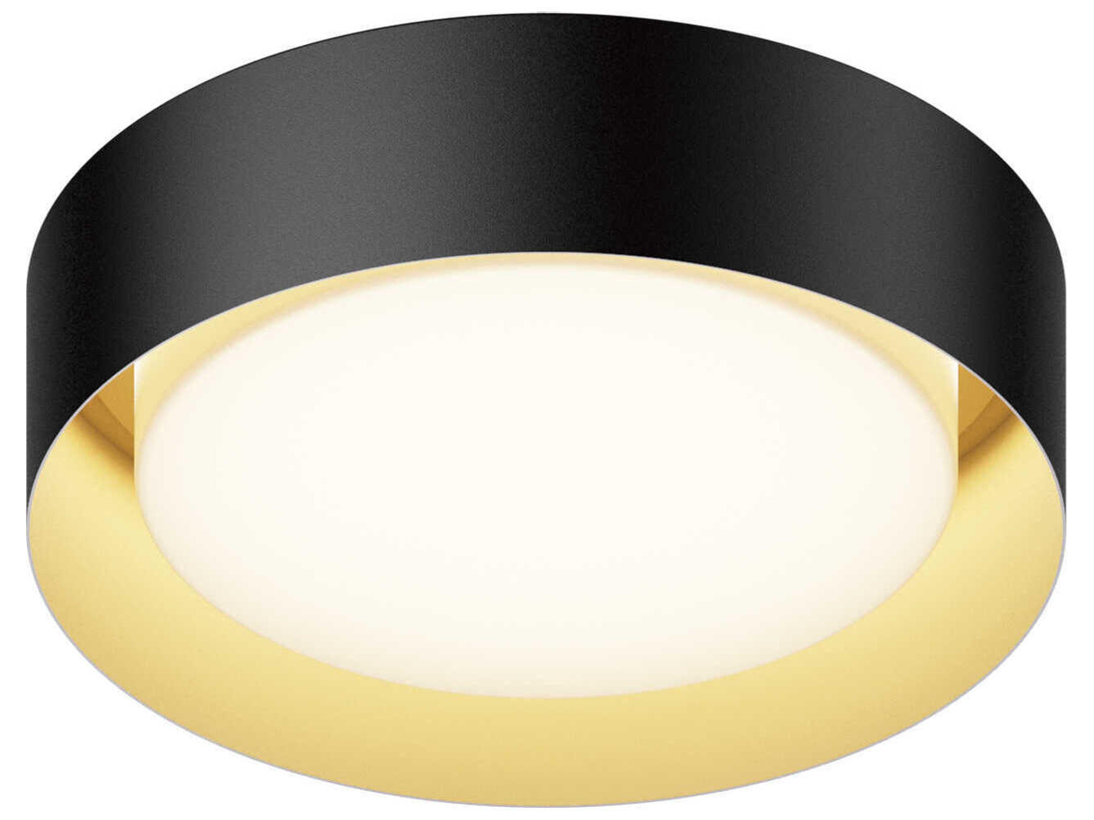 ET2 Echo 1-Light Black Gold LED Drum Flush Mount