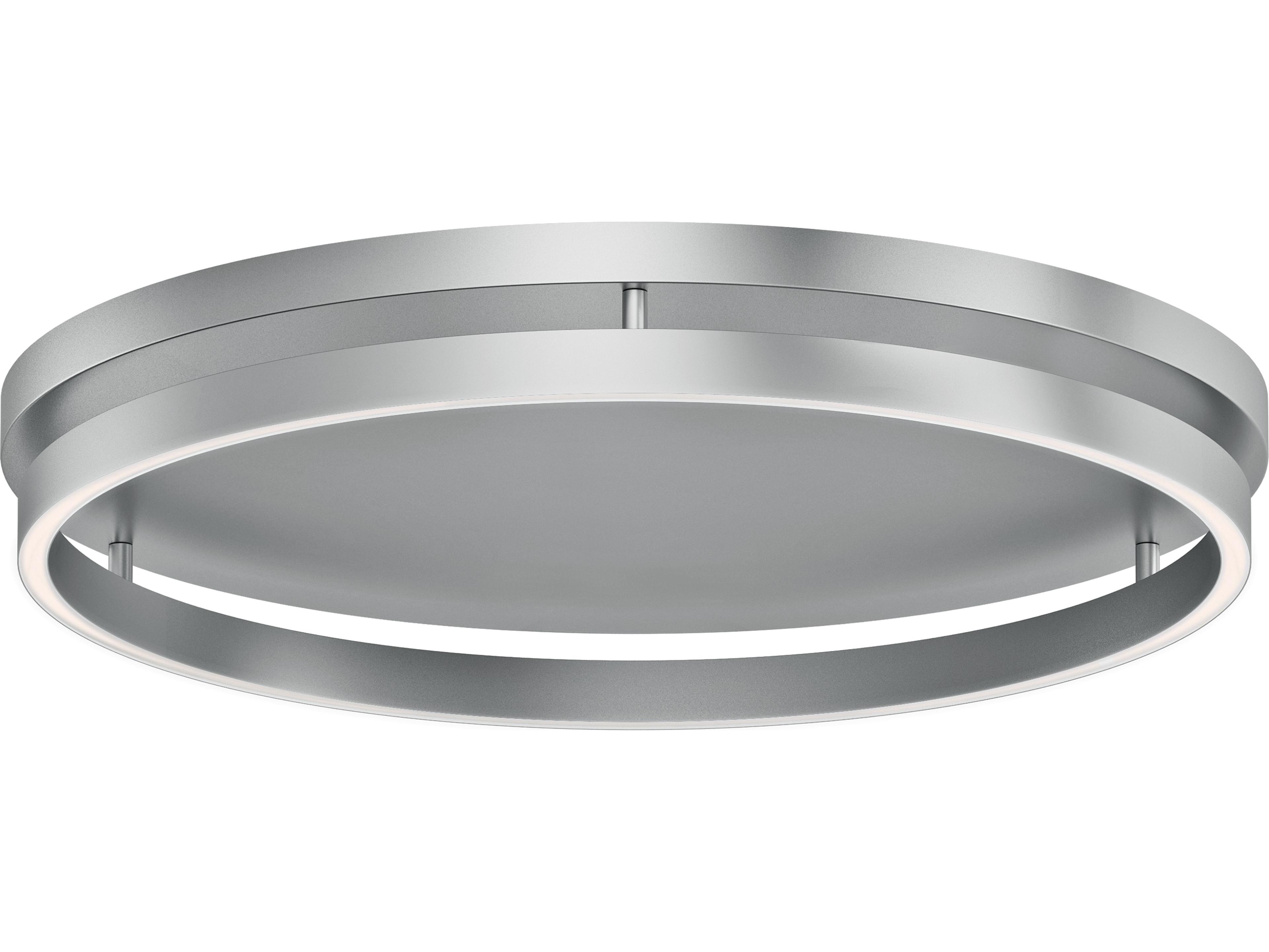 ET2 Groove 1-Light Brushed Aluminum Silver Round Flush Mount