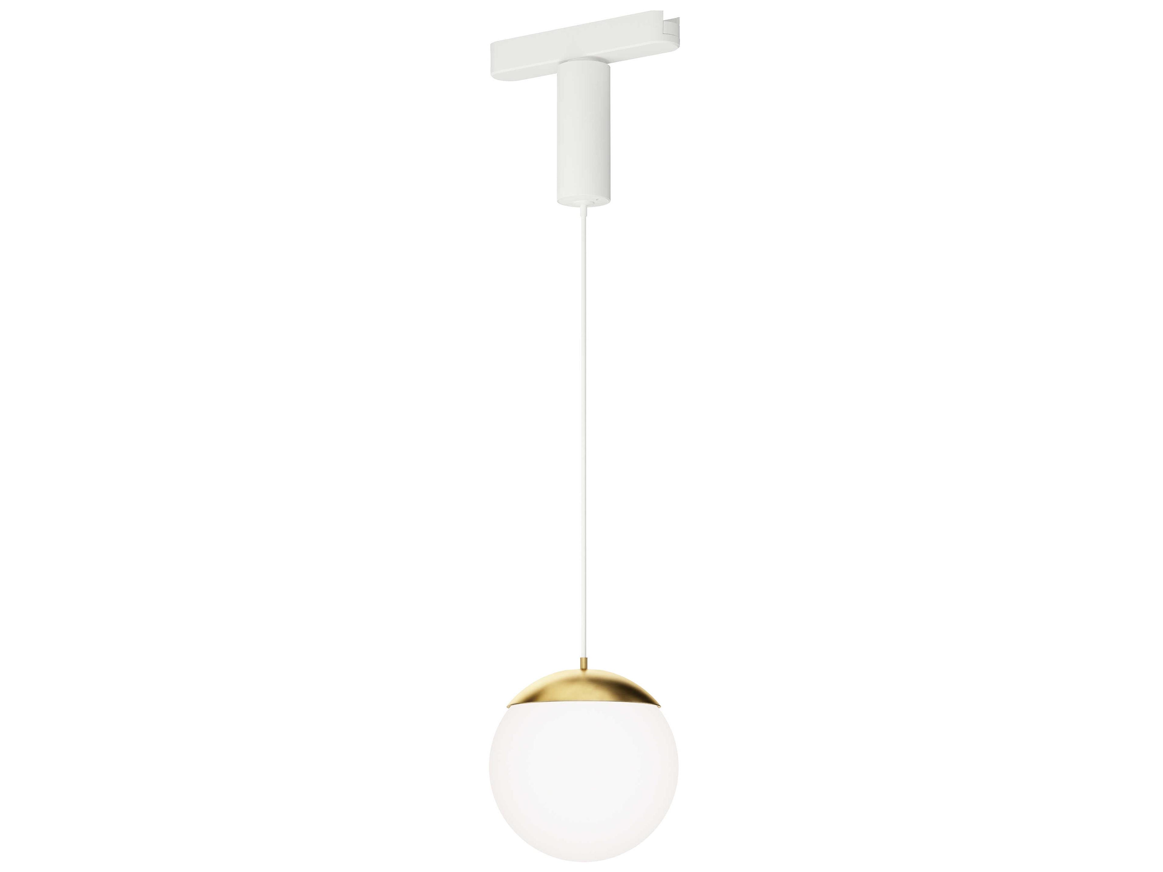 ET2 1-Light White Natural Aged Brass Globe Track & Rail Light