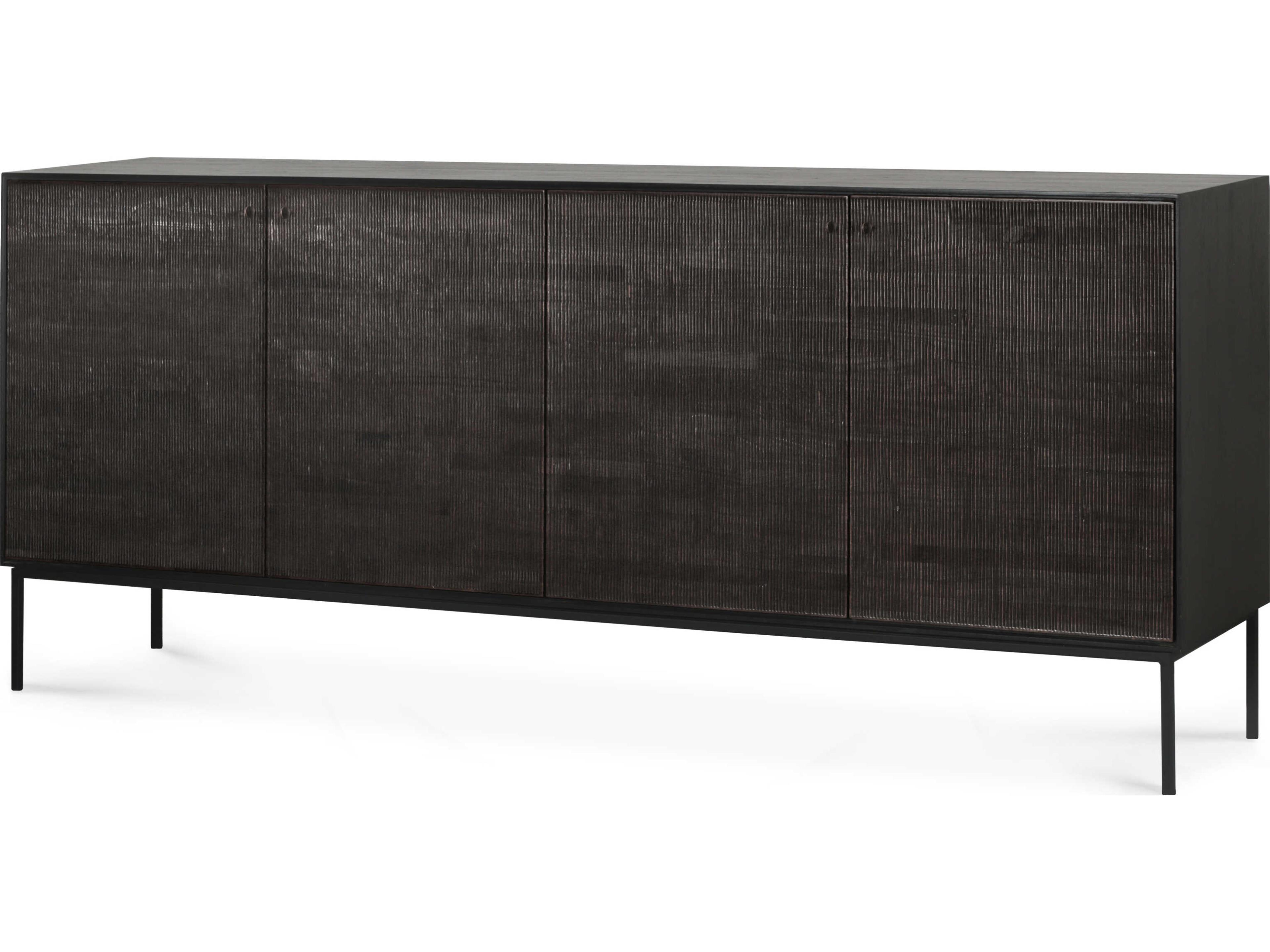 Ethnicraft Grooves Teak Black Sideboard