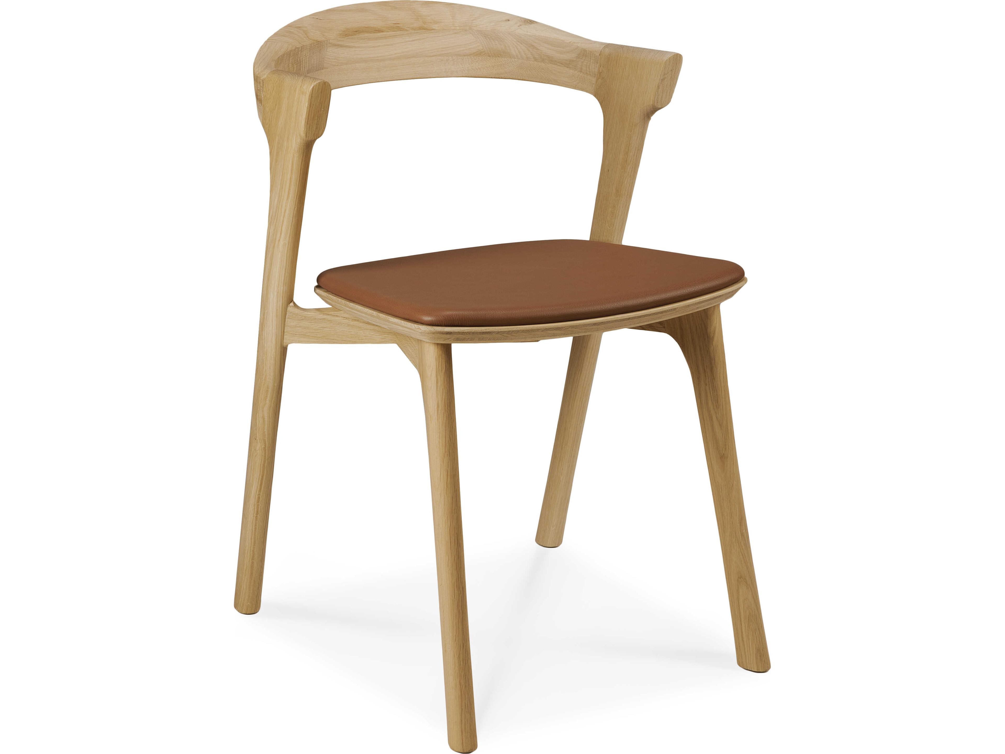 Ethnicraft Bok Oak and Cognac Leather Dining Chair