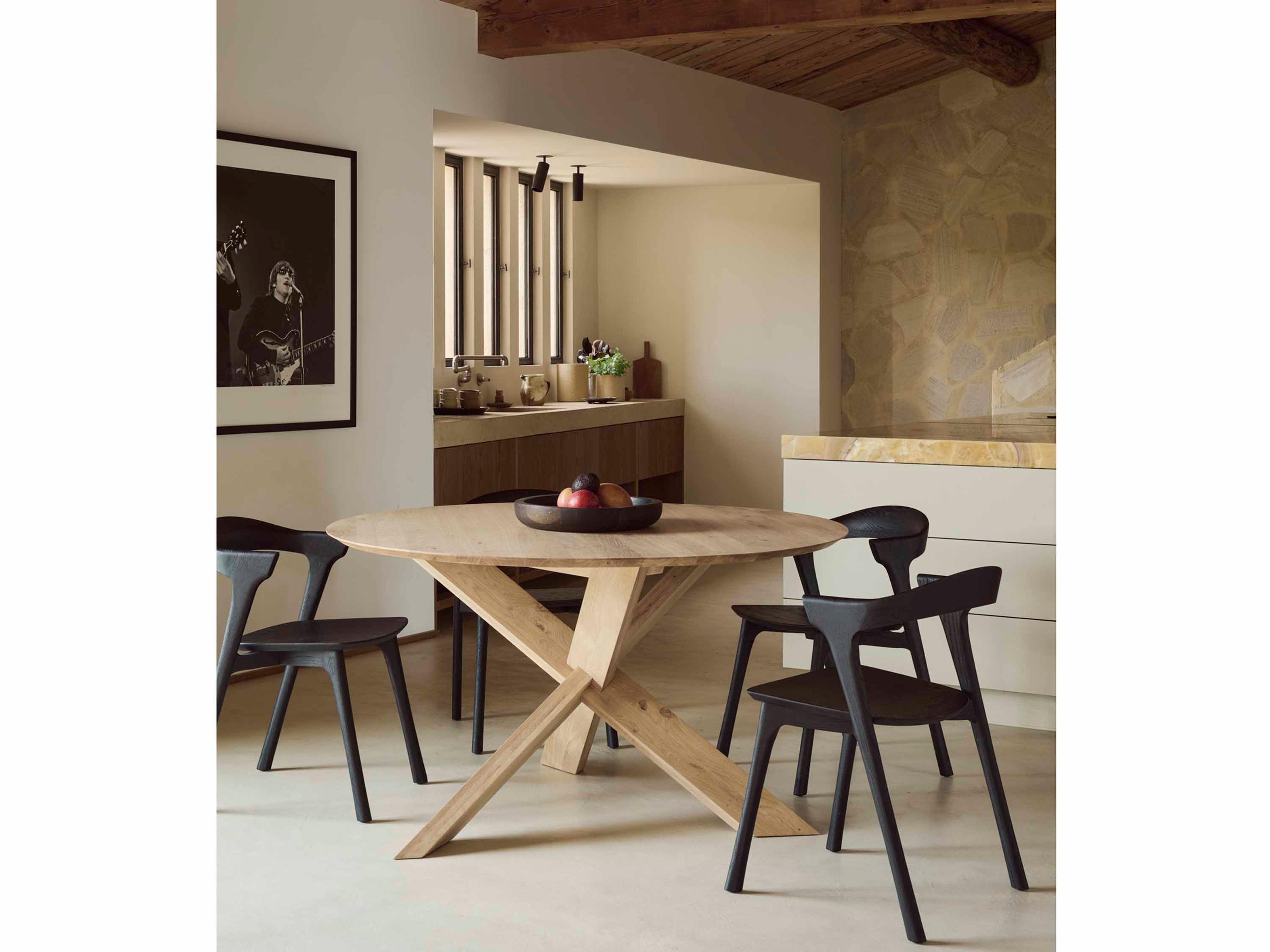 Ethnicraft Circle Oak Wood Dining Room Set